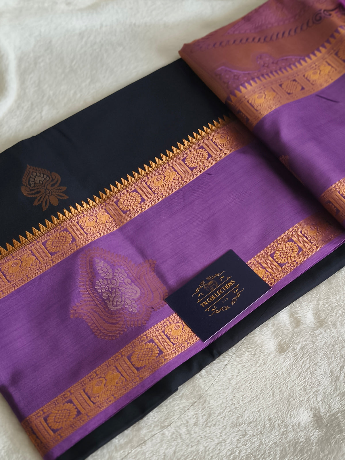 Premium kanchi Silk saree (Black)