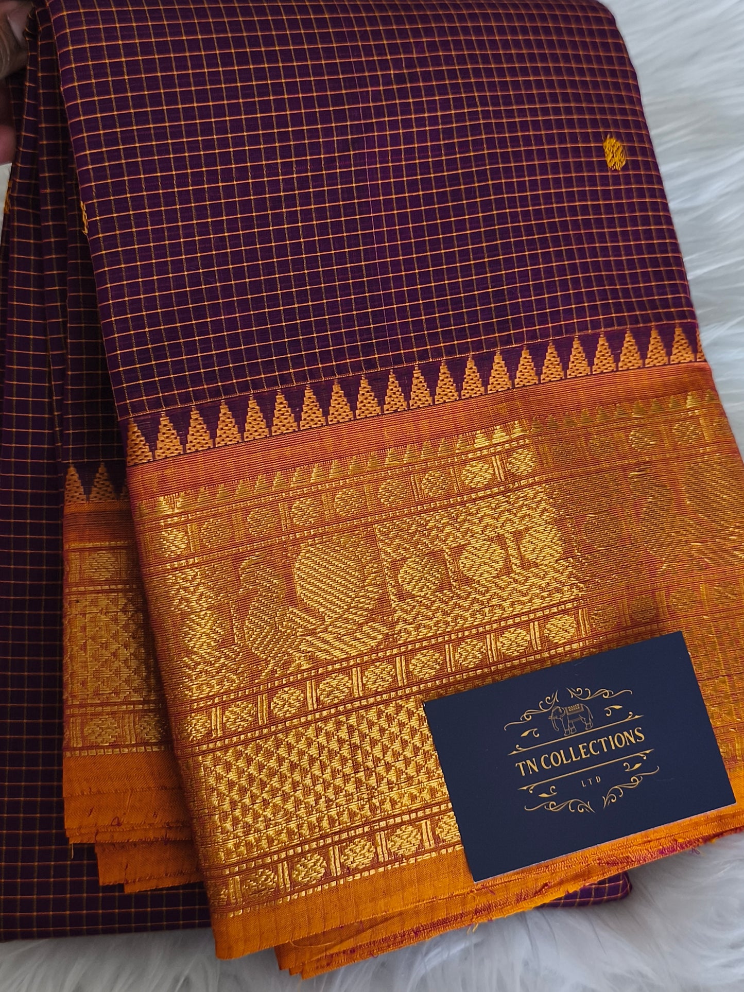 Pure Handloom checked Kanchi Cotton Saree