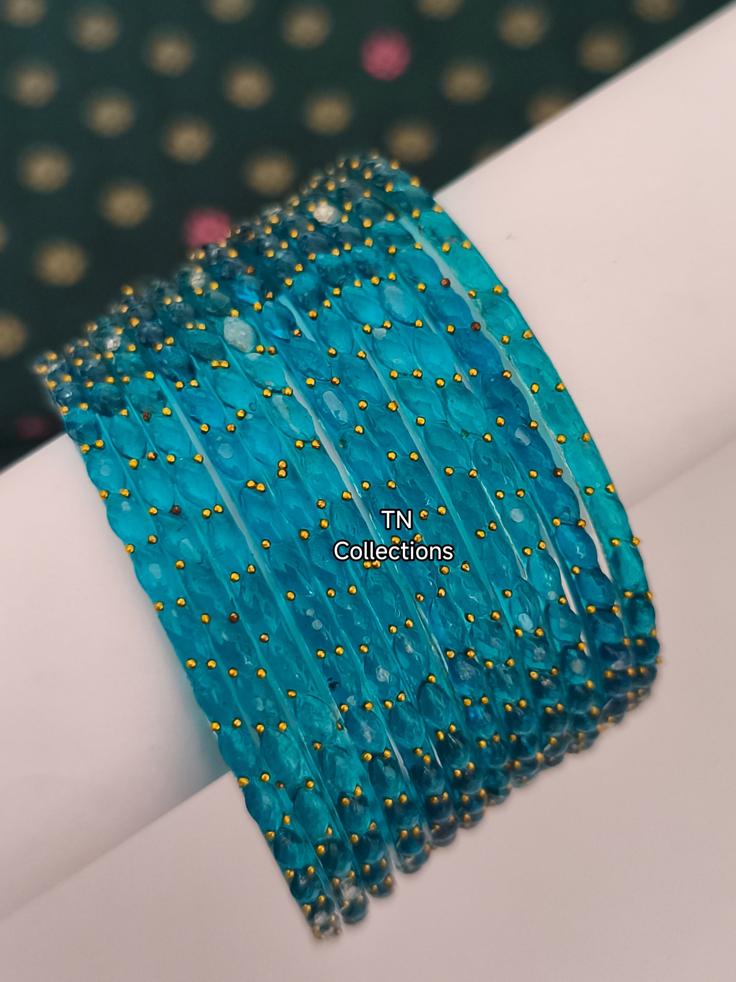 Light Blue Raindrop Glass Bangles (Size 2.8)