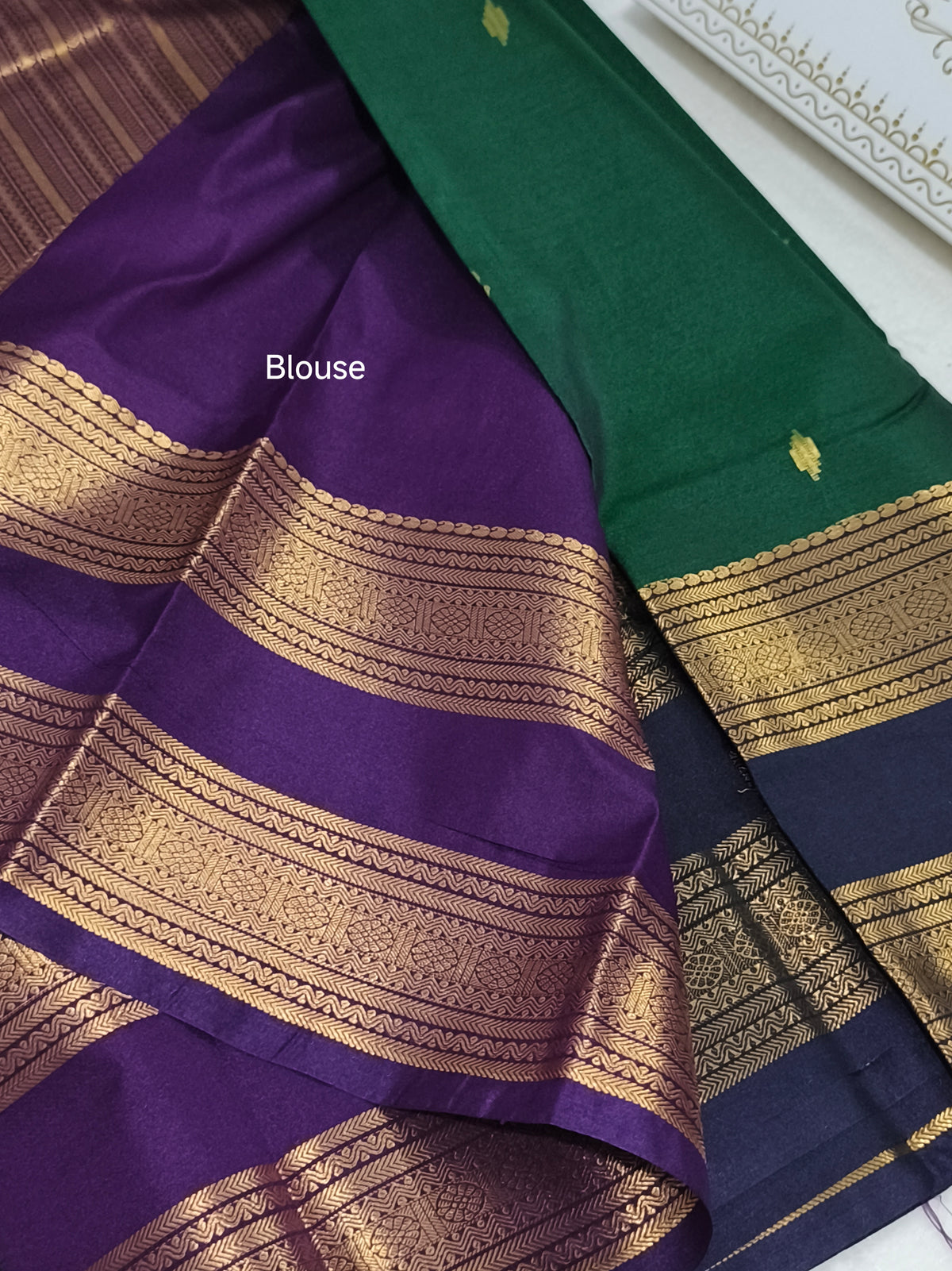 Trendy Semi Soft Silk Saree with contrast blouse and rich pallu