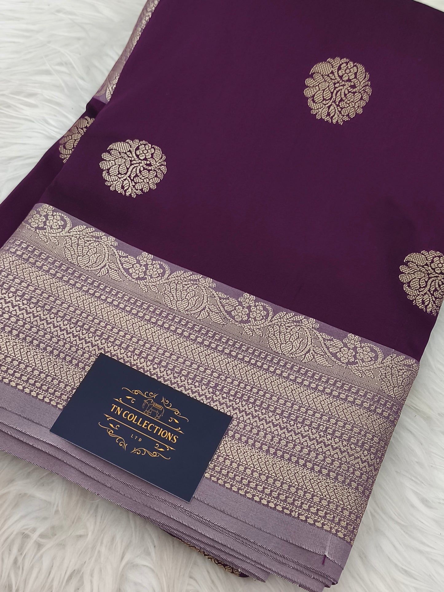 Banarasi Semi Katan Semi Silk Saree (Wine Purple)