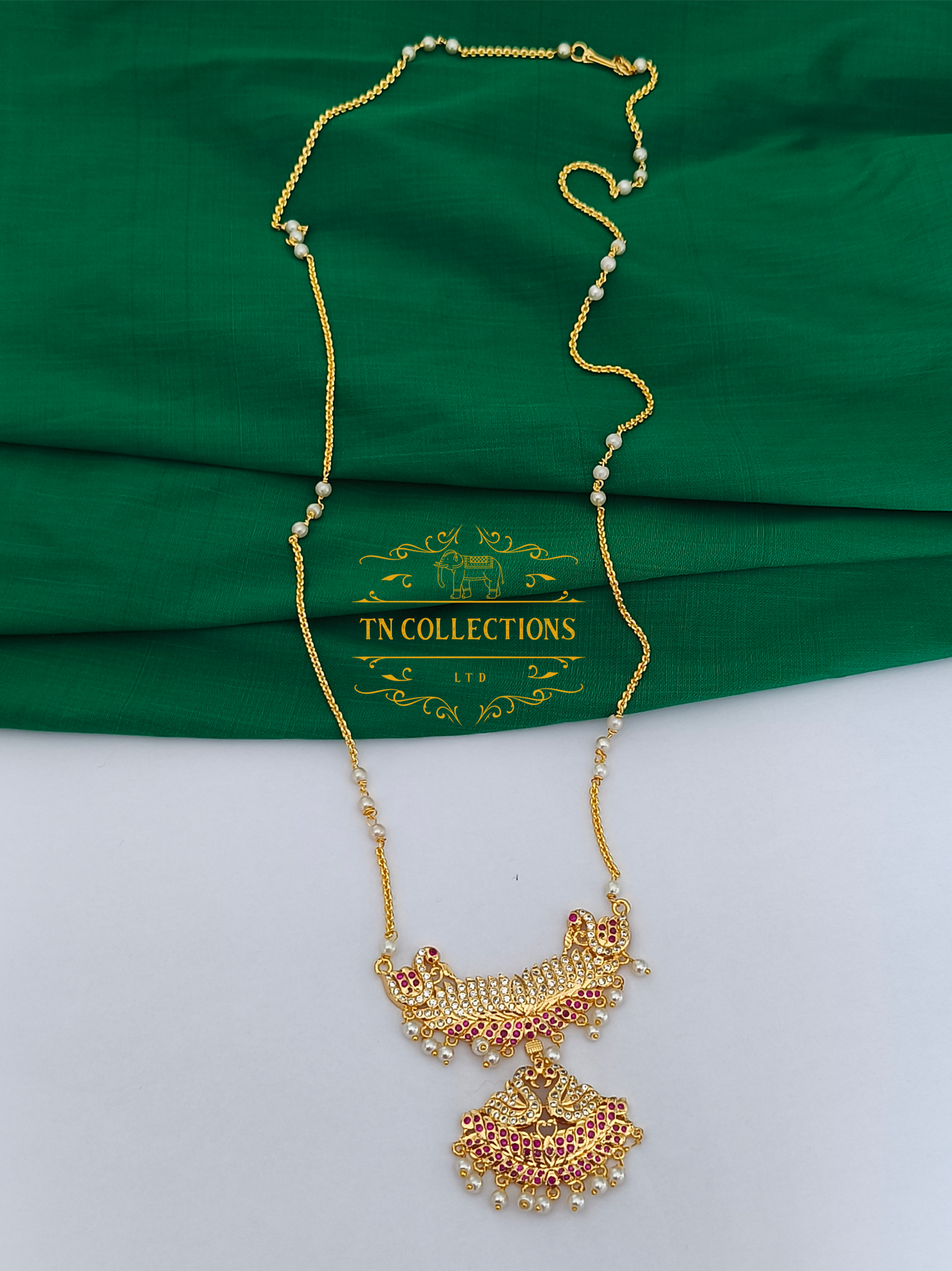 Micro Gold-Plated Traditional Pathakkam with single layer pearl chain