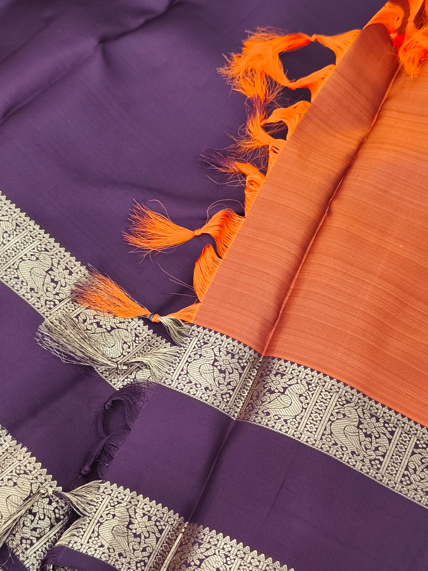 Trendy Pure Kanchipuram Silk Saree (Vintage Rusty Orange)