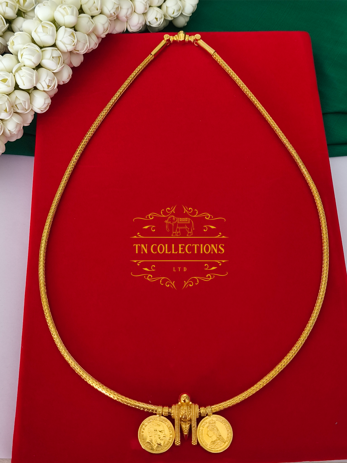 22ct Gold Plated Traditional Hindu Thalikodi with Kombu thali,thadai & Coins (7 -9 Pawn thickness)