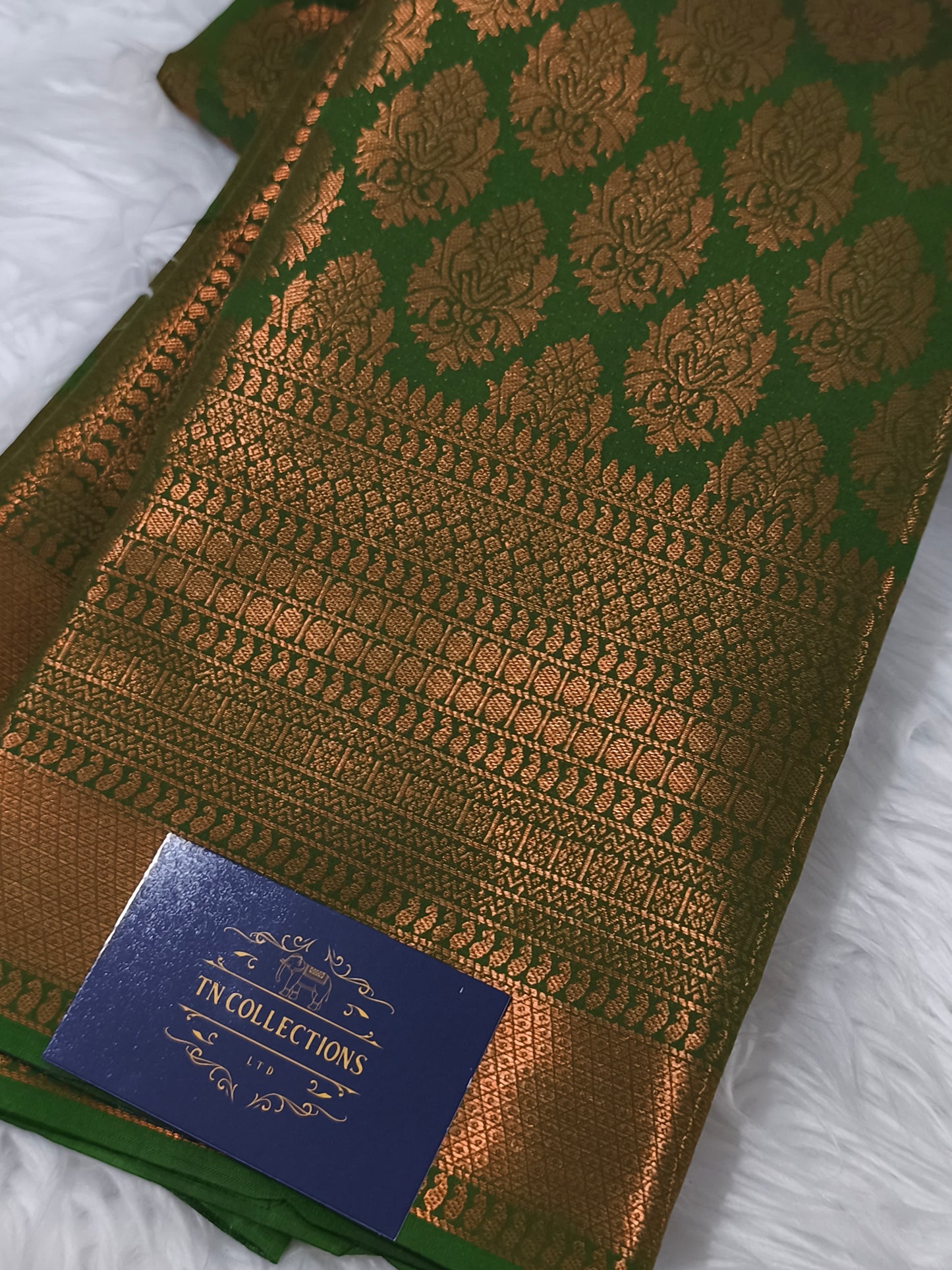 Kanchi Tissue Silk Saree (Olive Green)