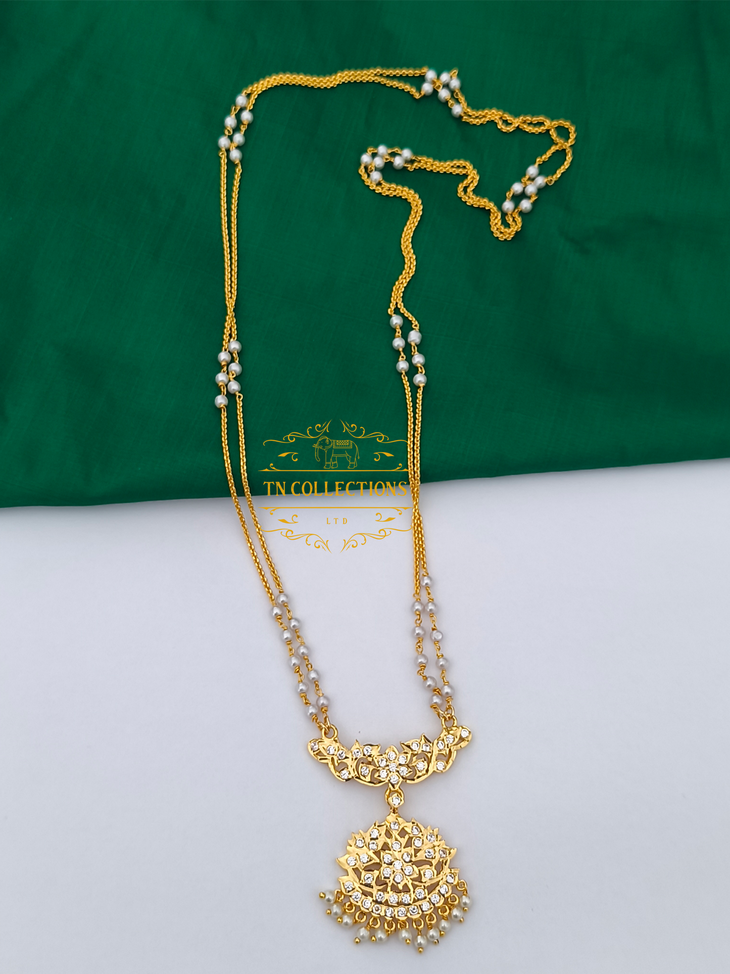 Micro Gold-Plated Traditional semi bridal set (Full white stones)