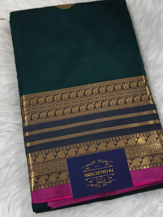 Luxury Semi Soft Silk Saree (Dark Green)