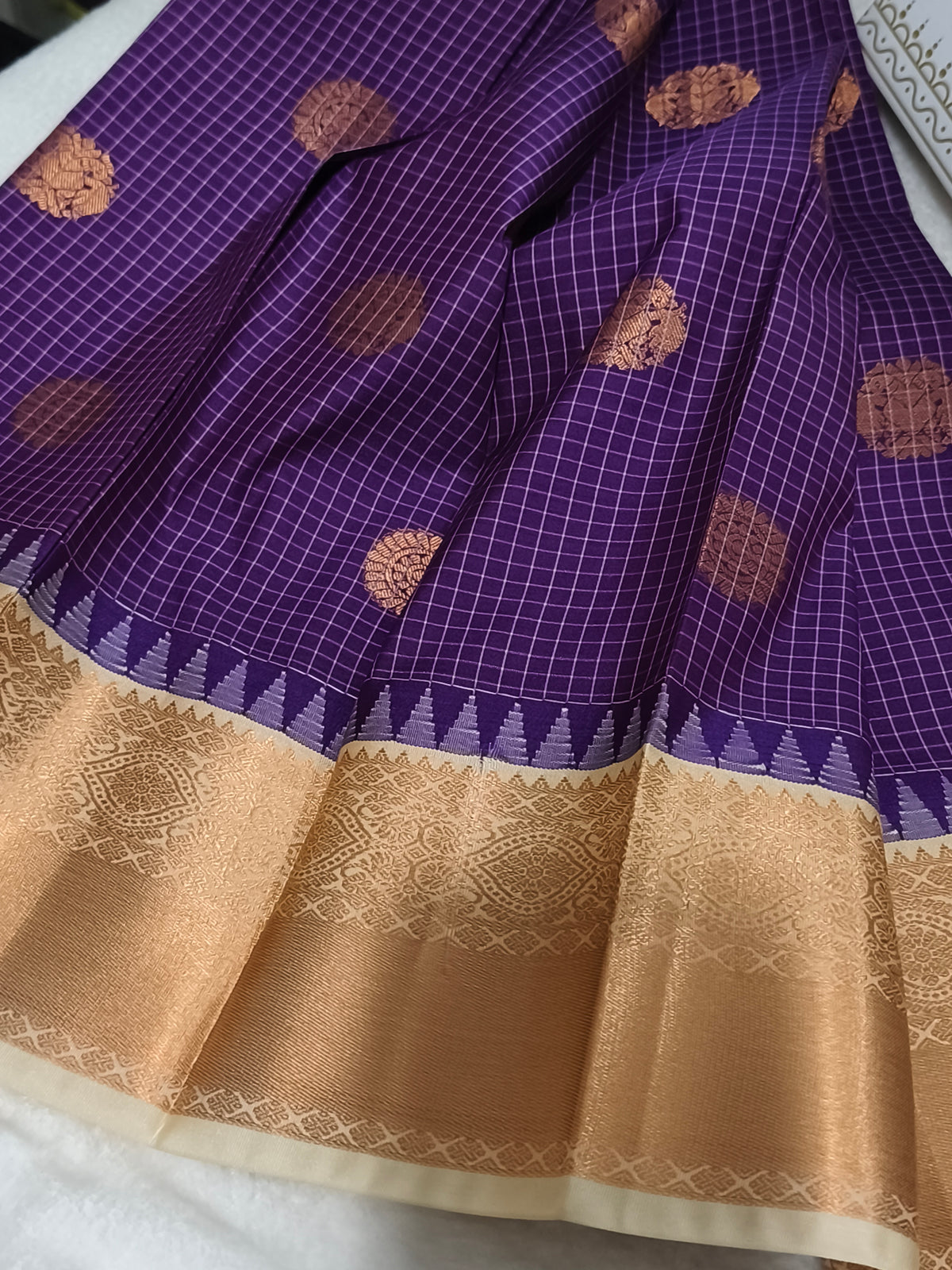 Checked Kanchi Semi Silk Saree