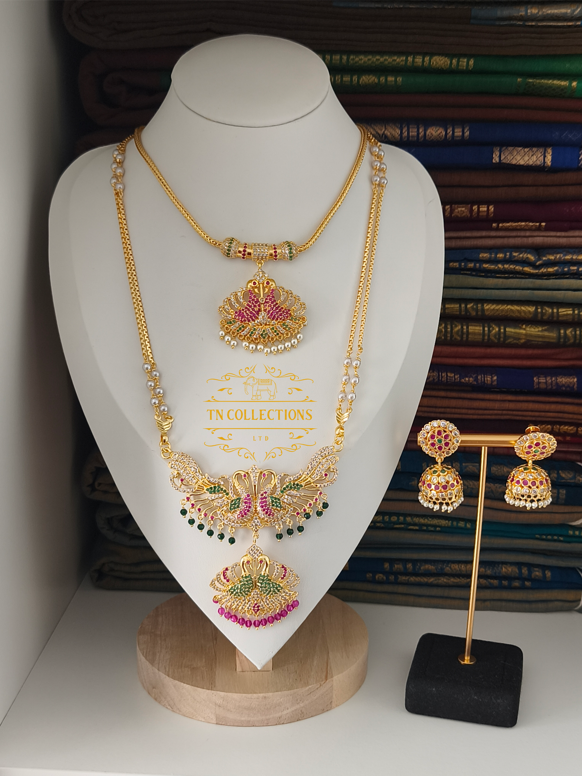 Trendy Peacock Design Semi Bridal Set (Multicoloured)