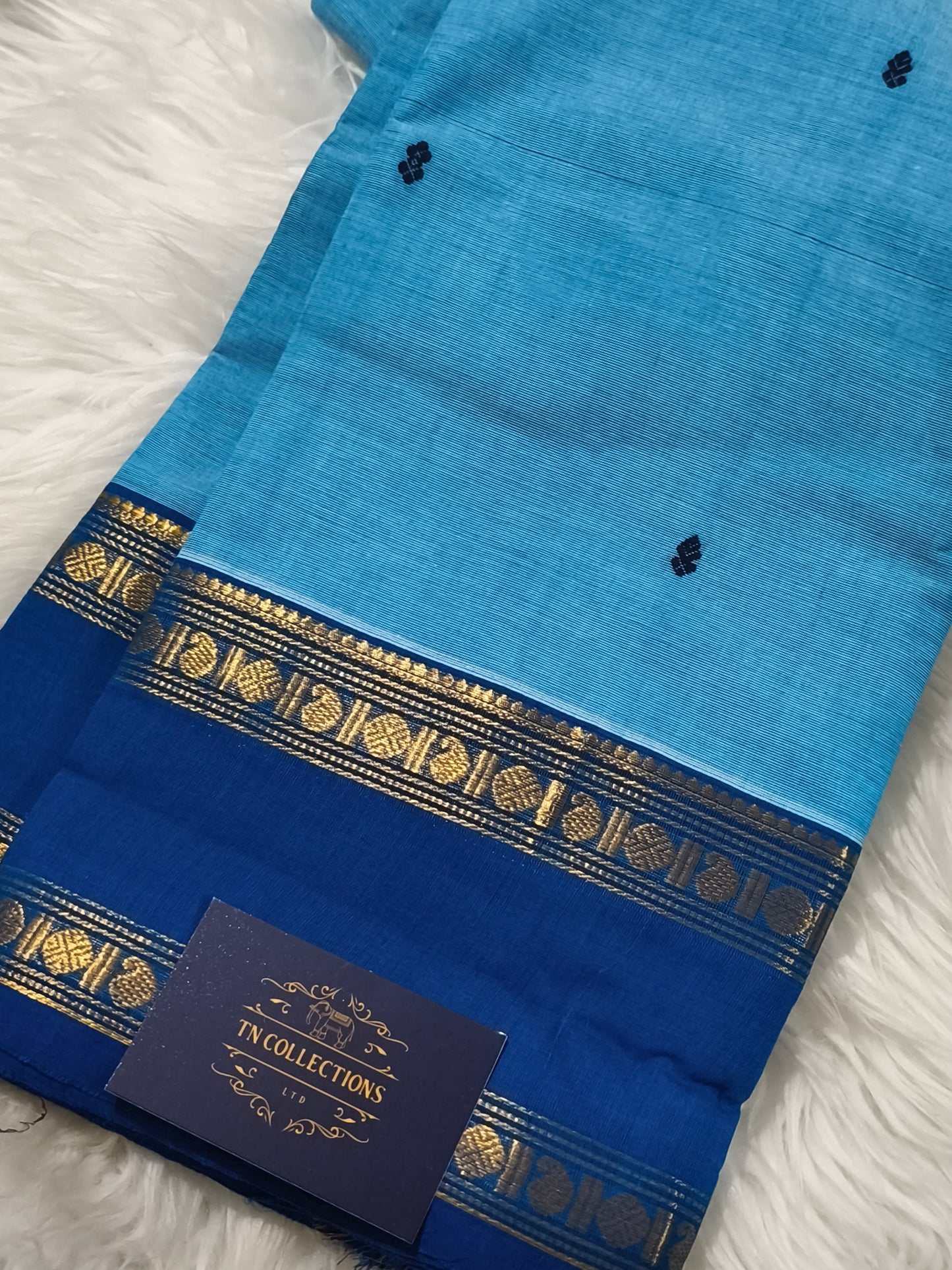 Pure Kanchi Cotton Saree (Blue)