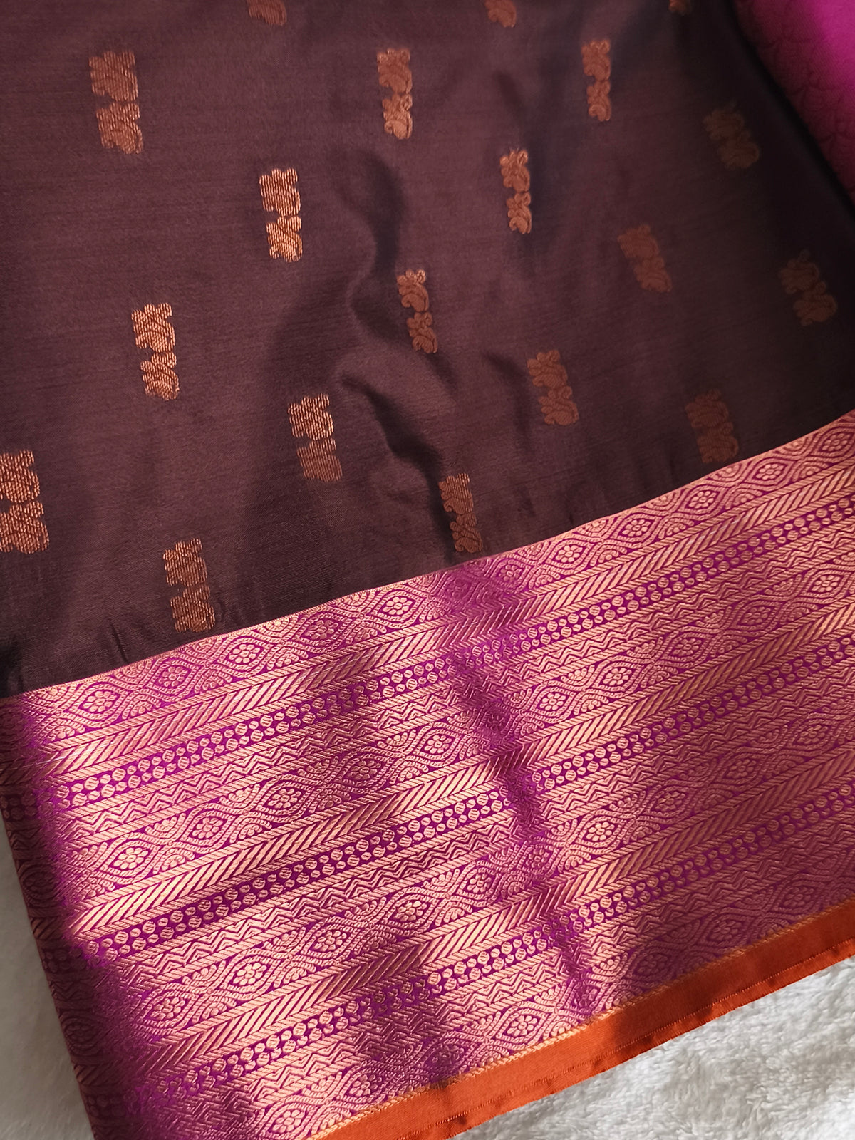 Dual shaded Luxury Soft Silk Saree with contrast blouse and rich pallu