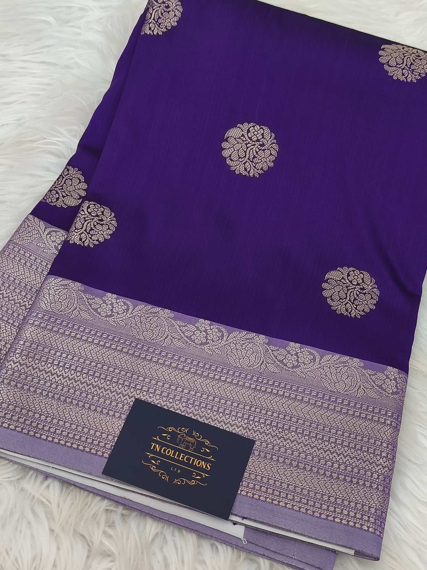 Banarasi Semi Katan Semi Silk Saree (Dark Purple)