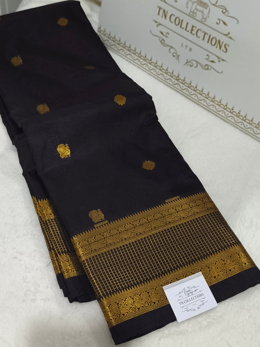 Coffee Brown Premium Semi Kanchipuram Silk Saree