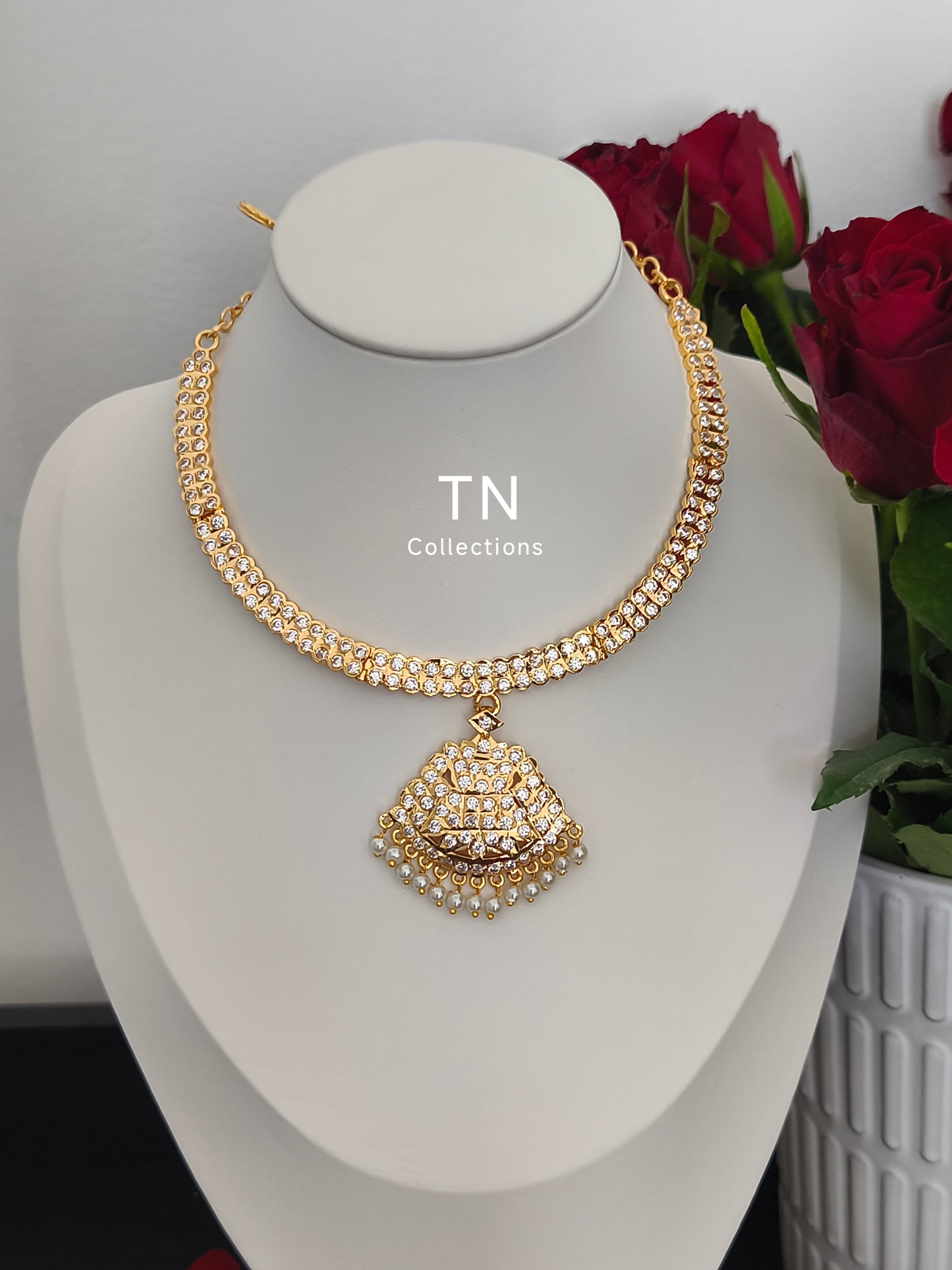 Cz Stone Impon Necklace with earrings