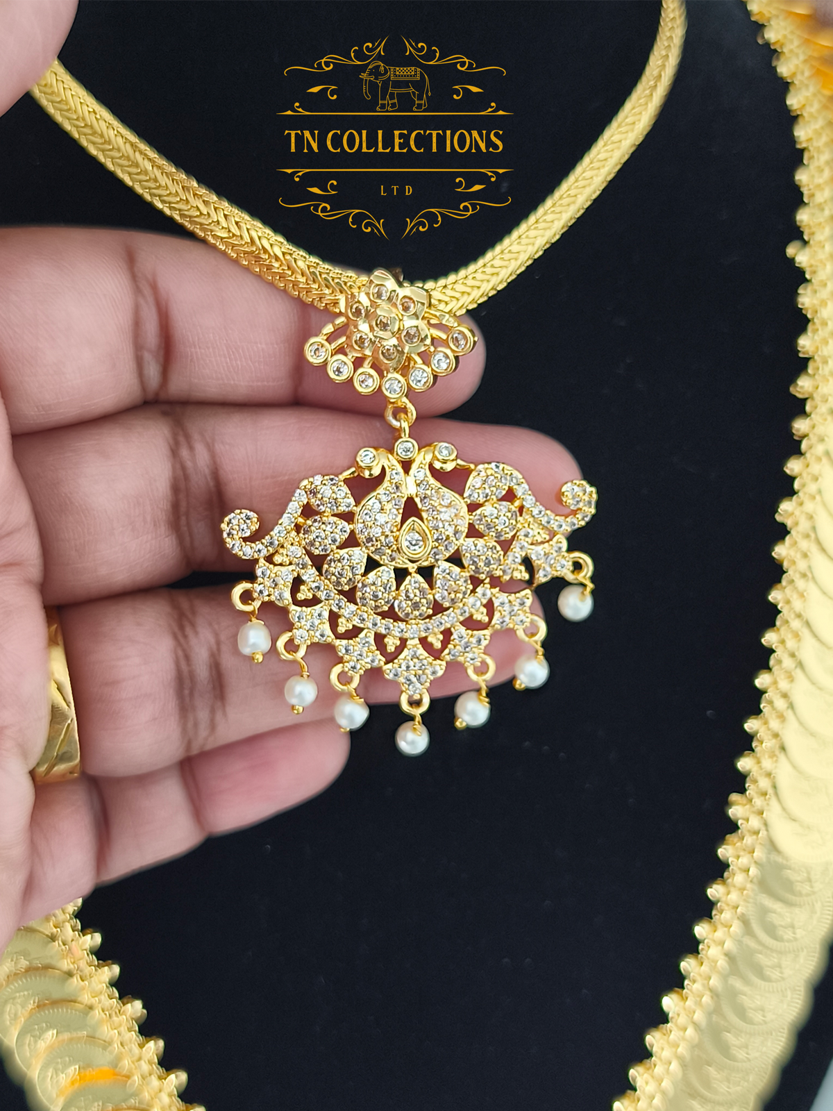Micro Gold Finish Semi Bridal Set (Full white stones)