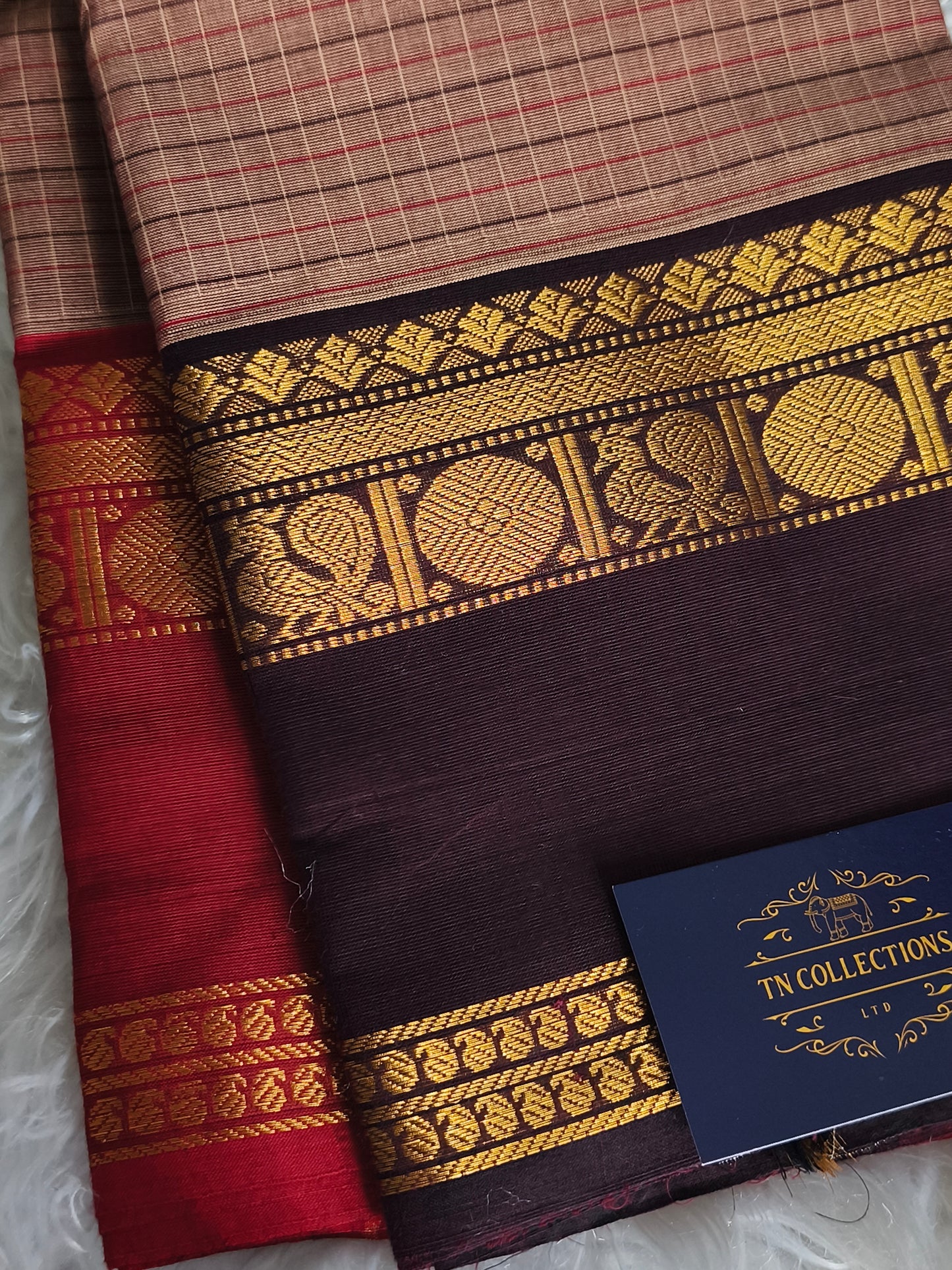 Pure Handloom kanchi cotton Kattam Saree
