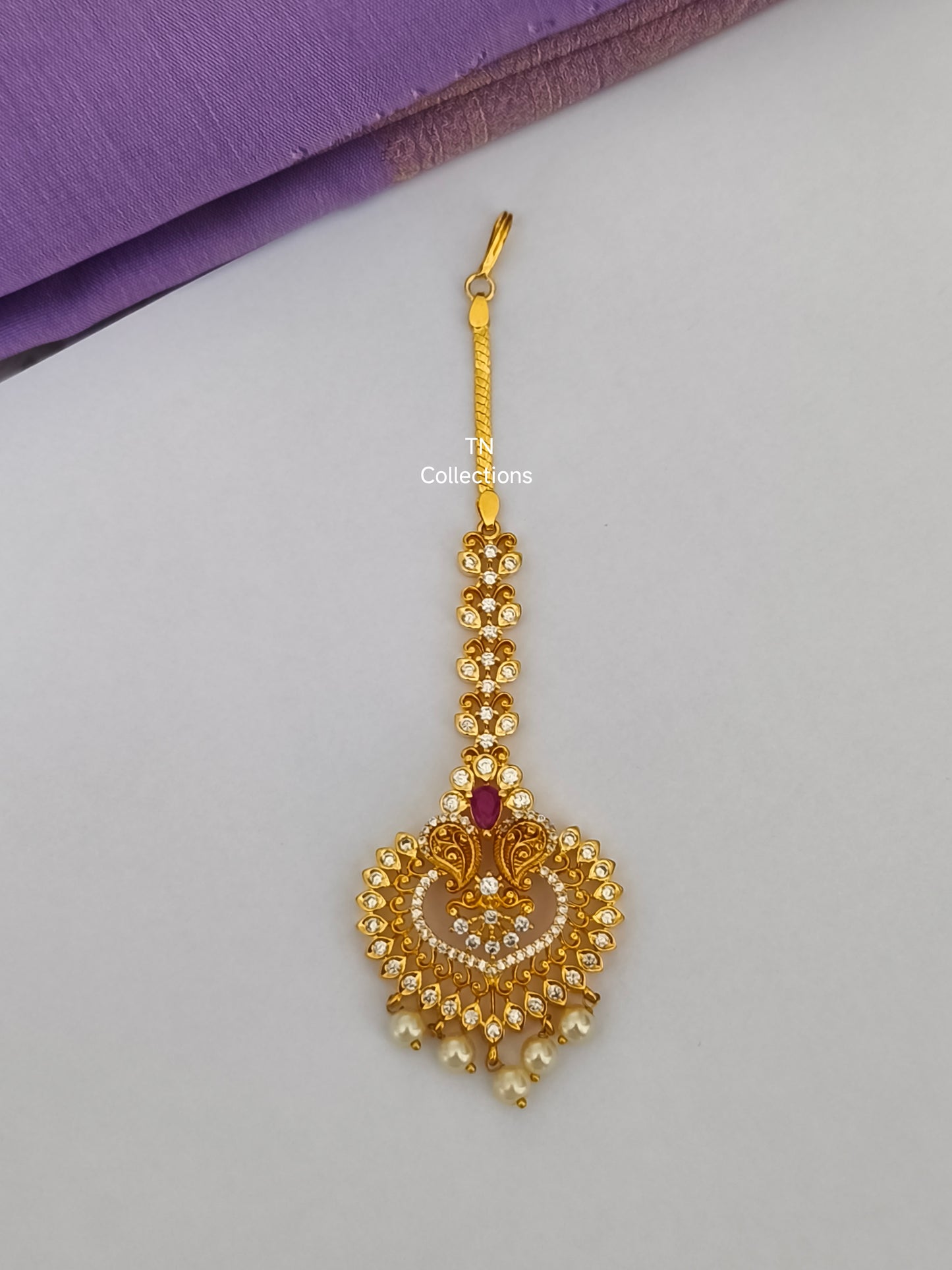 Gold Finish Tikka (Ruby & White)