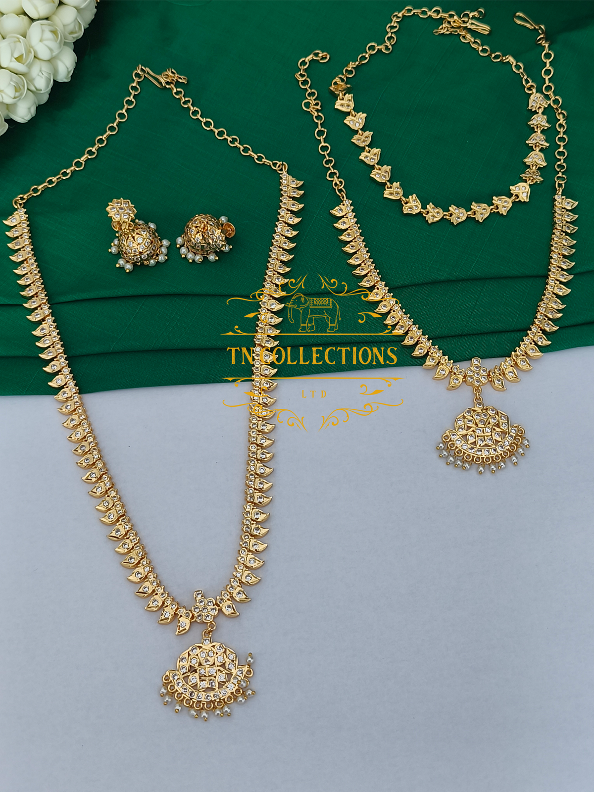 Micro Gold Finish cz Semi Bridal Set (Full white stones)