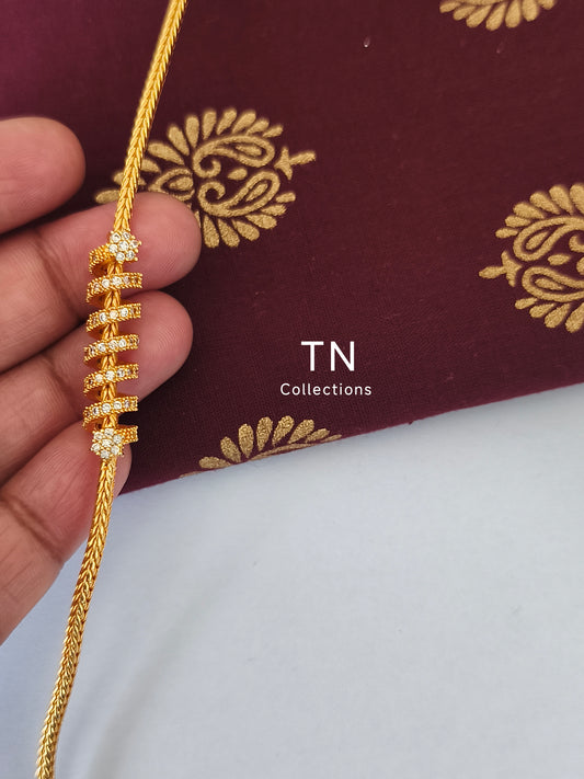 Micro gold plated Traditional Mugappu Kodi (White stone)