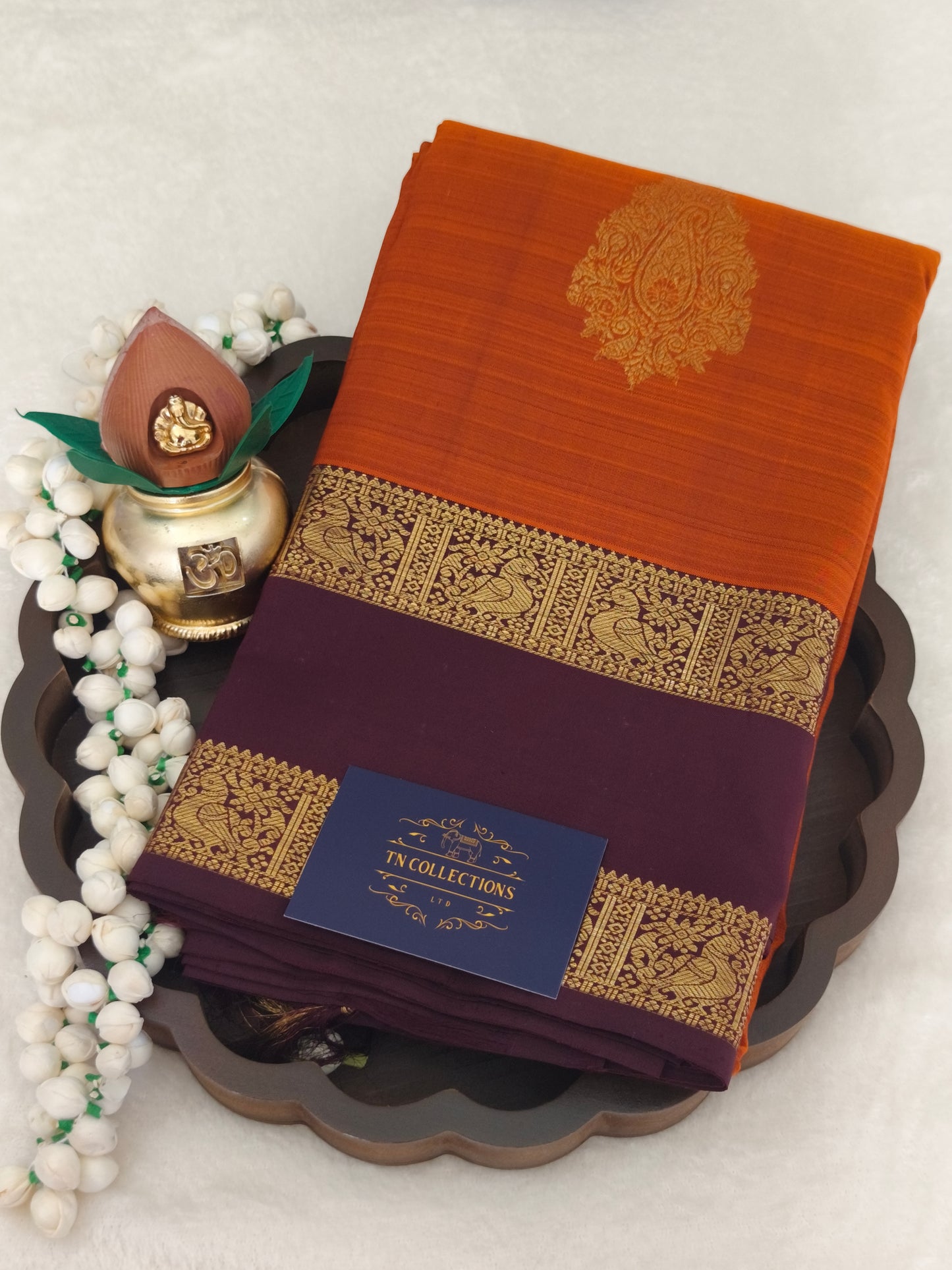 Trendy Pure Kanchipuram Silk Saree (Vintage Rusty Orange)