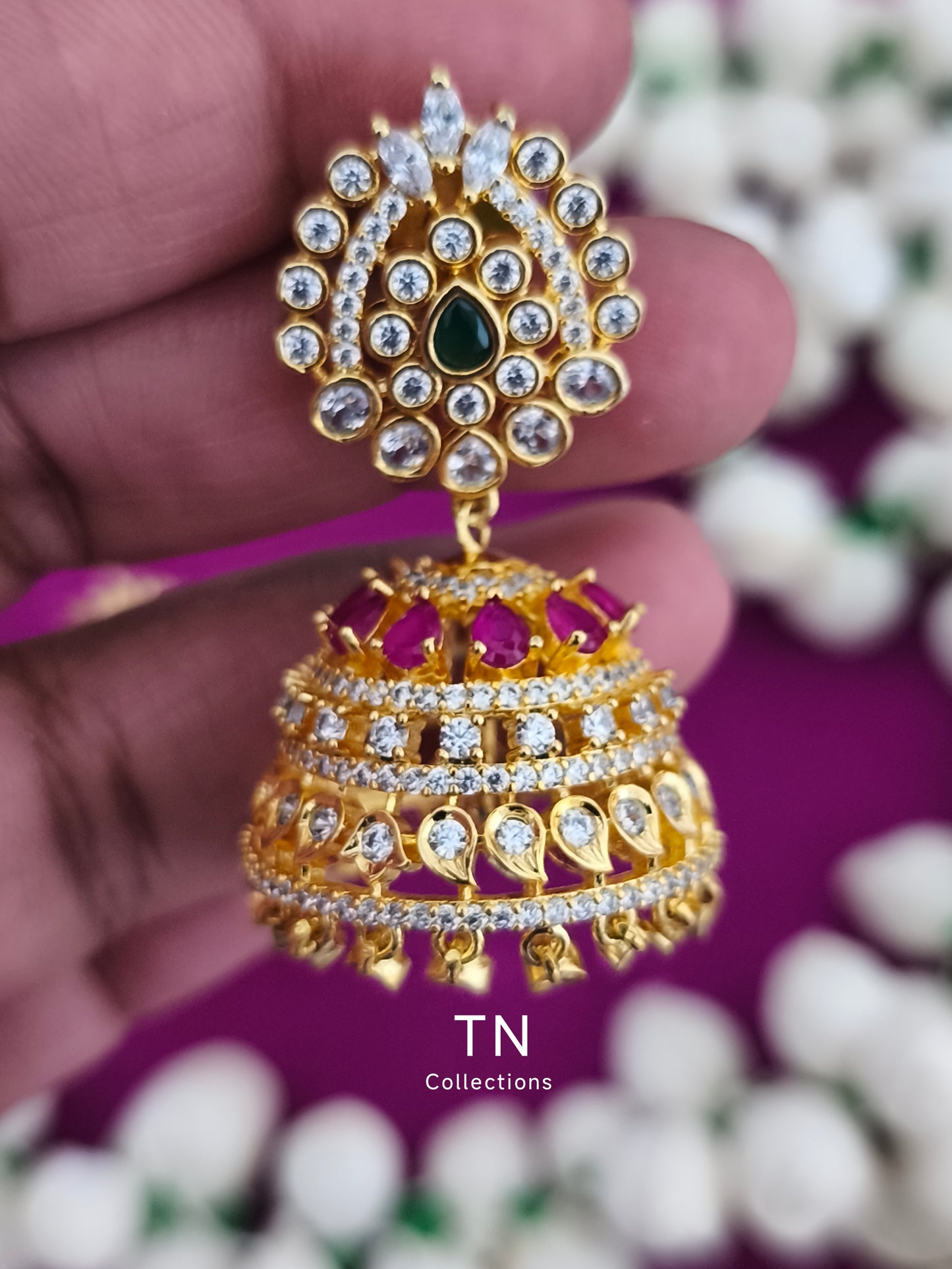 AD Gold Finish Traditional Earrings