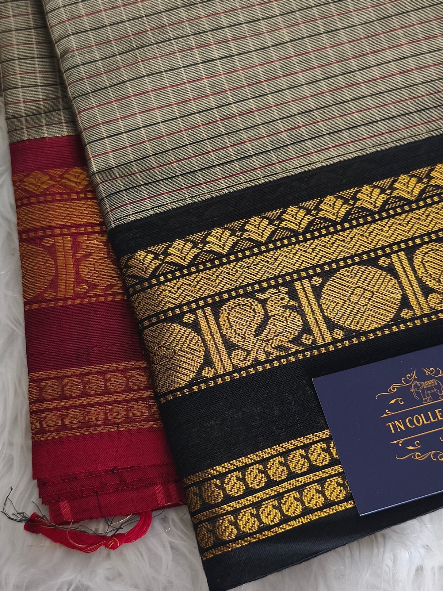 Pure Handloom kanchi cotton Kattam Saree