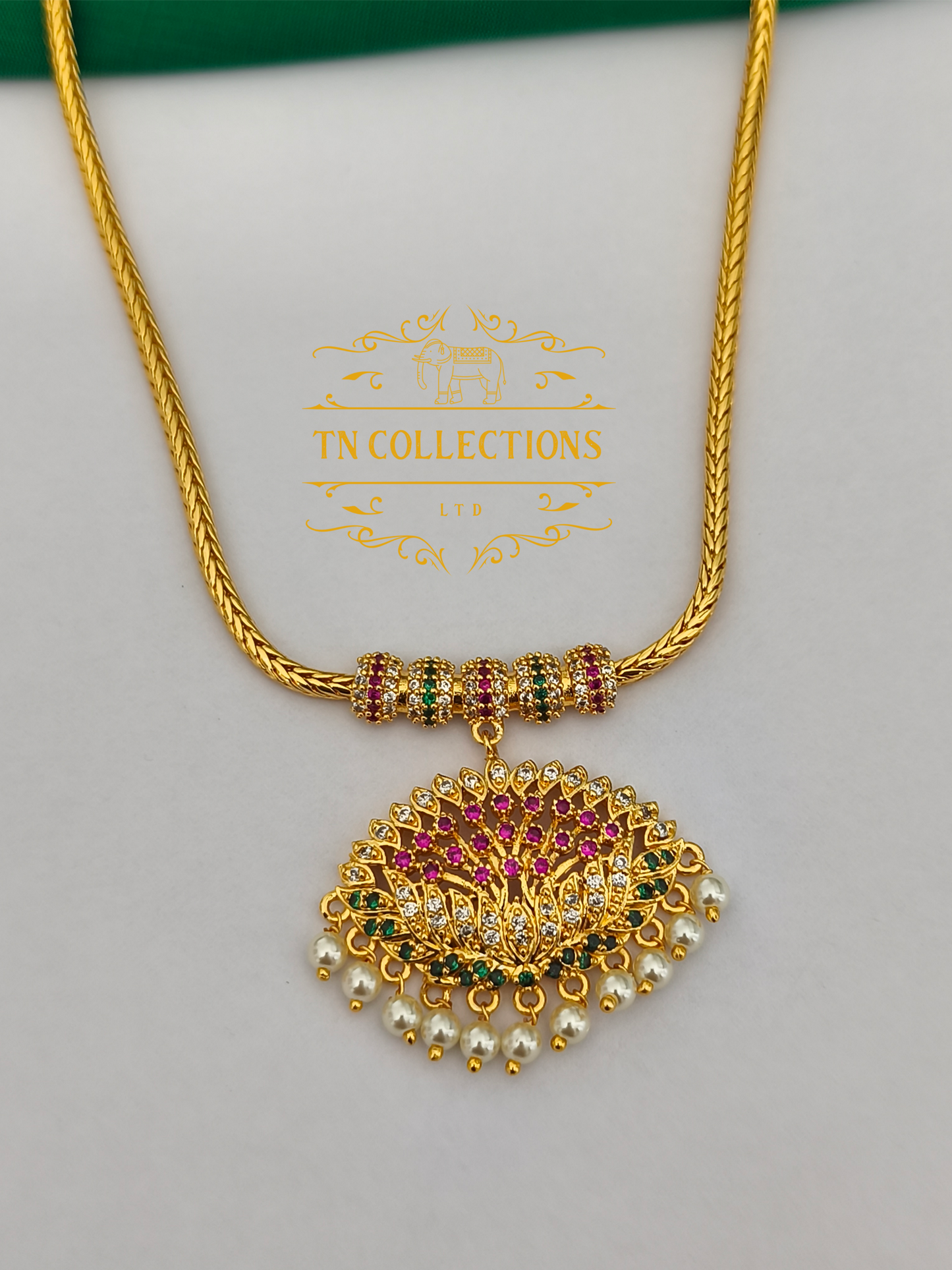 Micro Gold-Plated Traditional Alli Attiyal Short Necklace (Multicoloured)