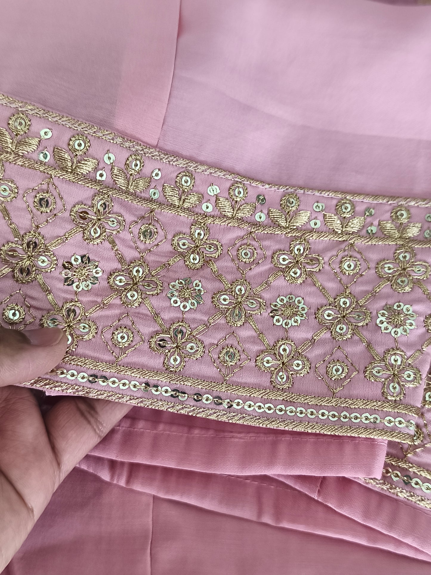 Readymade 3pcs Anarkali Type Shalwar (Baby Pink)