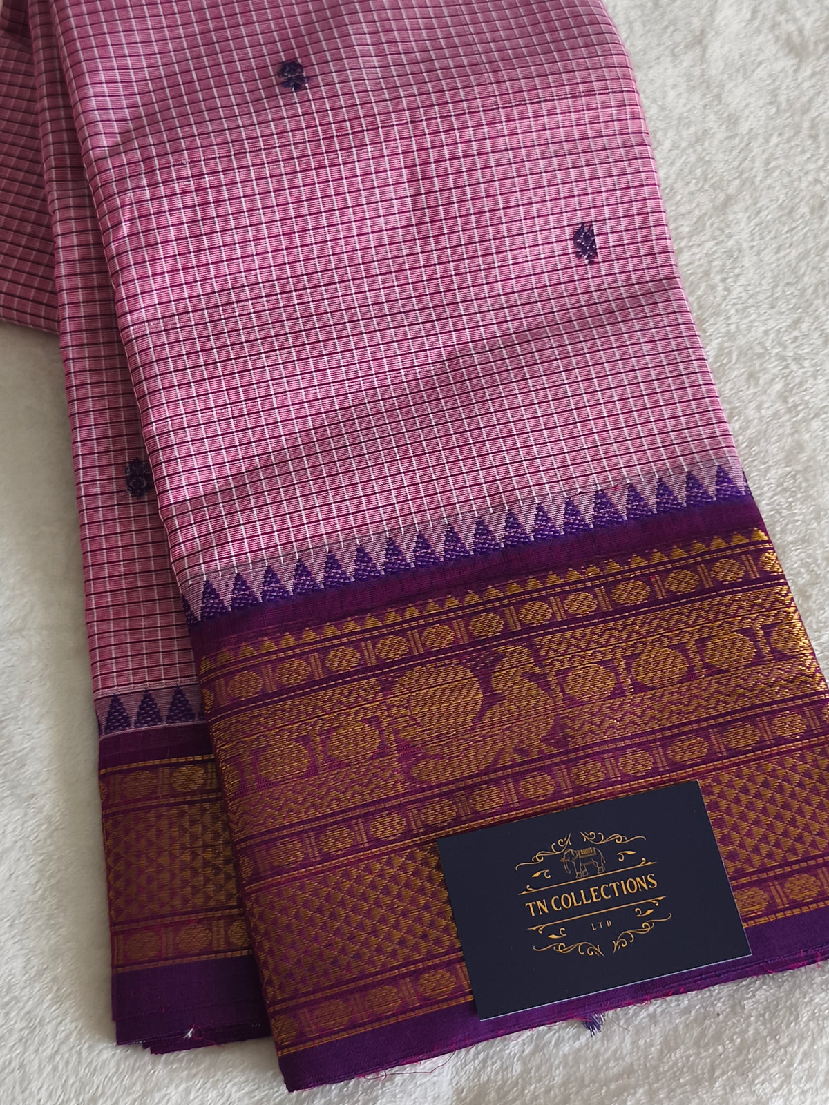 Pure Handloom checked Kanchi Cotton Saree