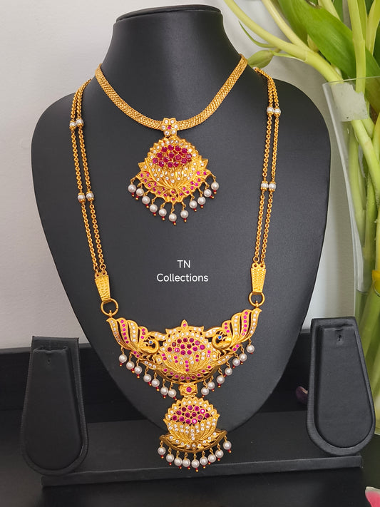 22ct Gold Plated Alli marakatha pathakkam with Attiyal Semi bridal set