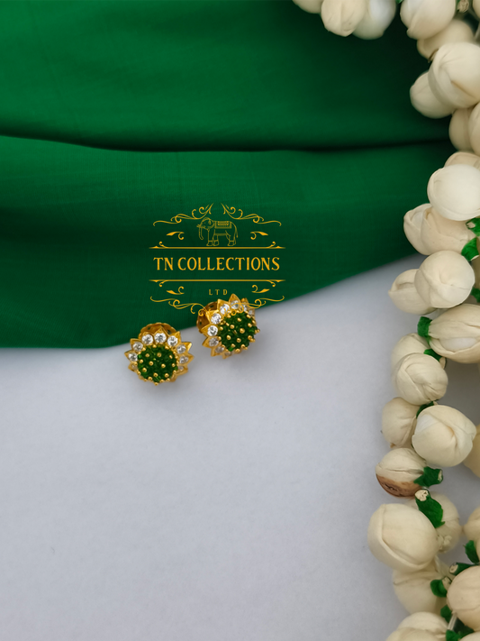 22ct Gold plated Traditional Muthukuviyal Thodu (Green)