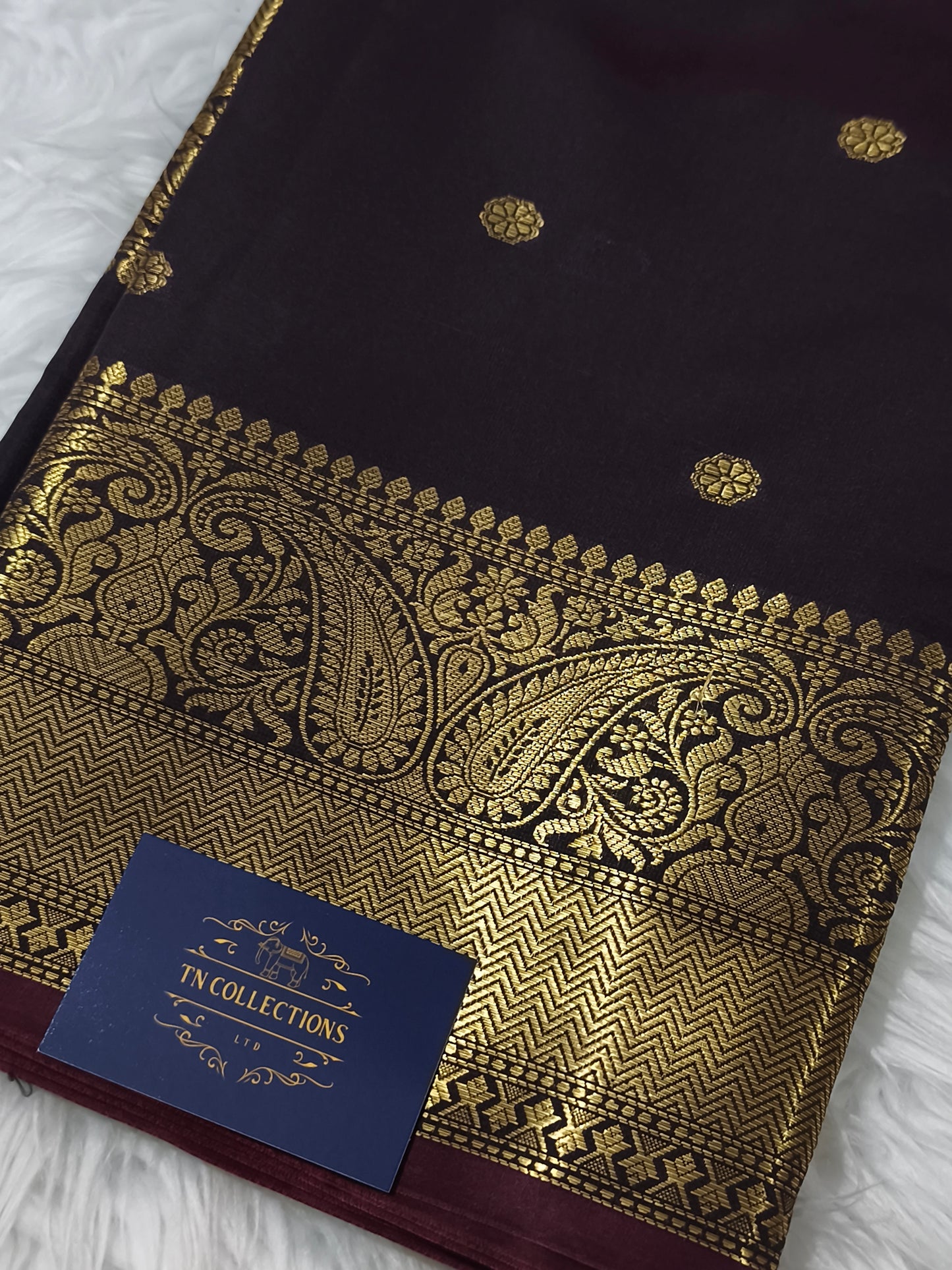 Dark Brown Banarasi Semi kataan Soft Silk