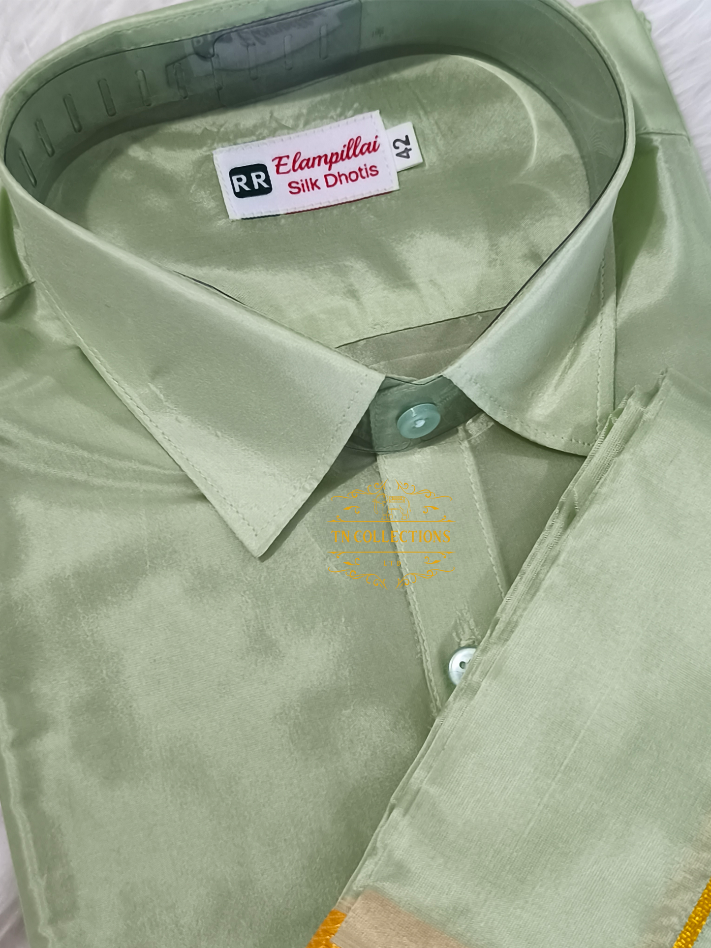 Men's Pastel Green Veshti Shirt set