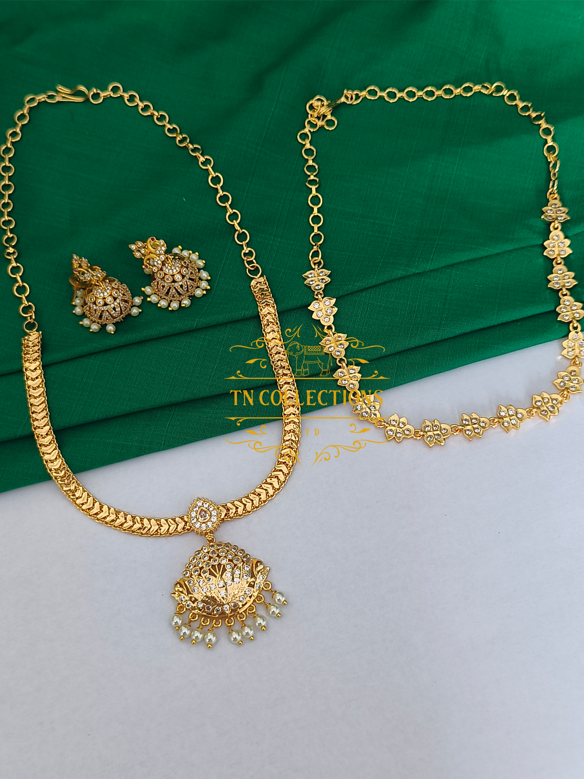 Micro Gold Finish Statement Necklace Set