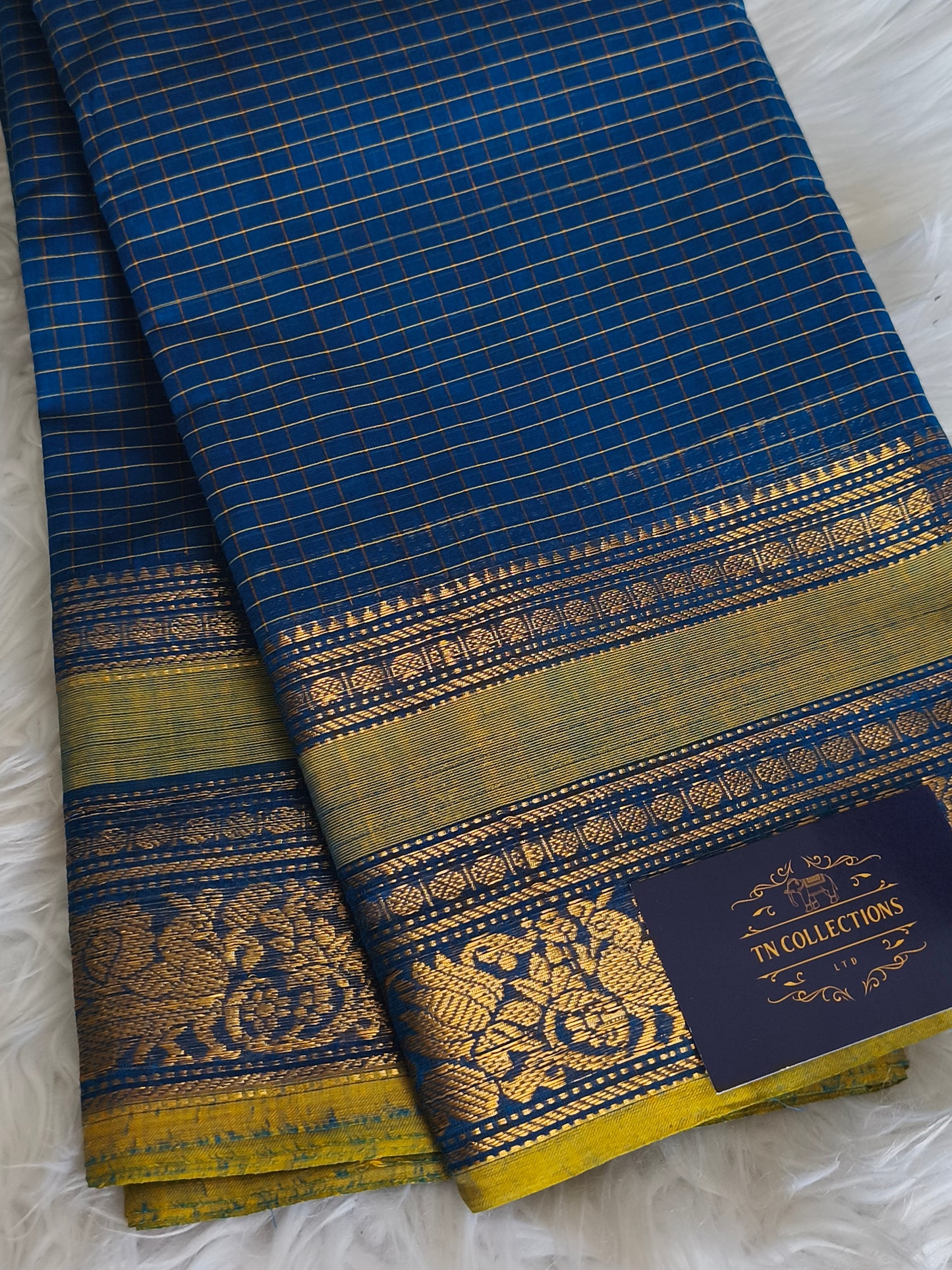 Pure handloom checked design kanchi cotton saree