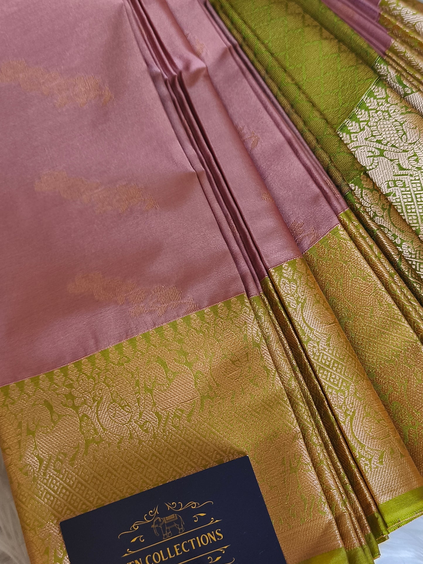 Dusty Pink Kanjivaram Semi Silk Saree