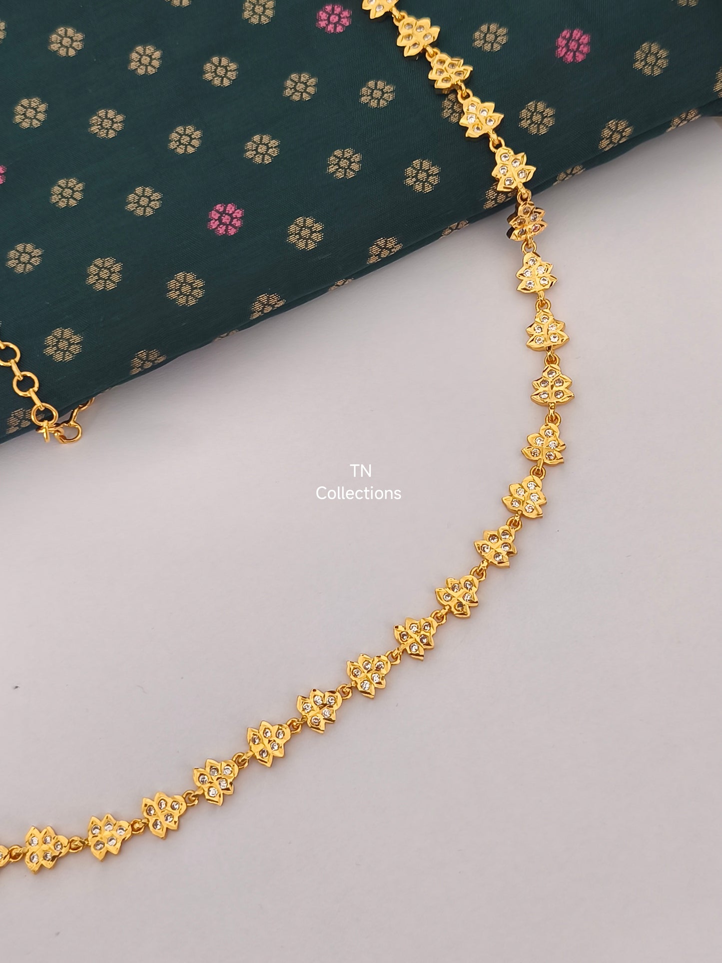 Micro gold plated Hip Chain(Full White stones)