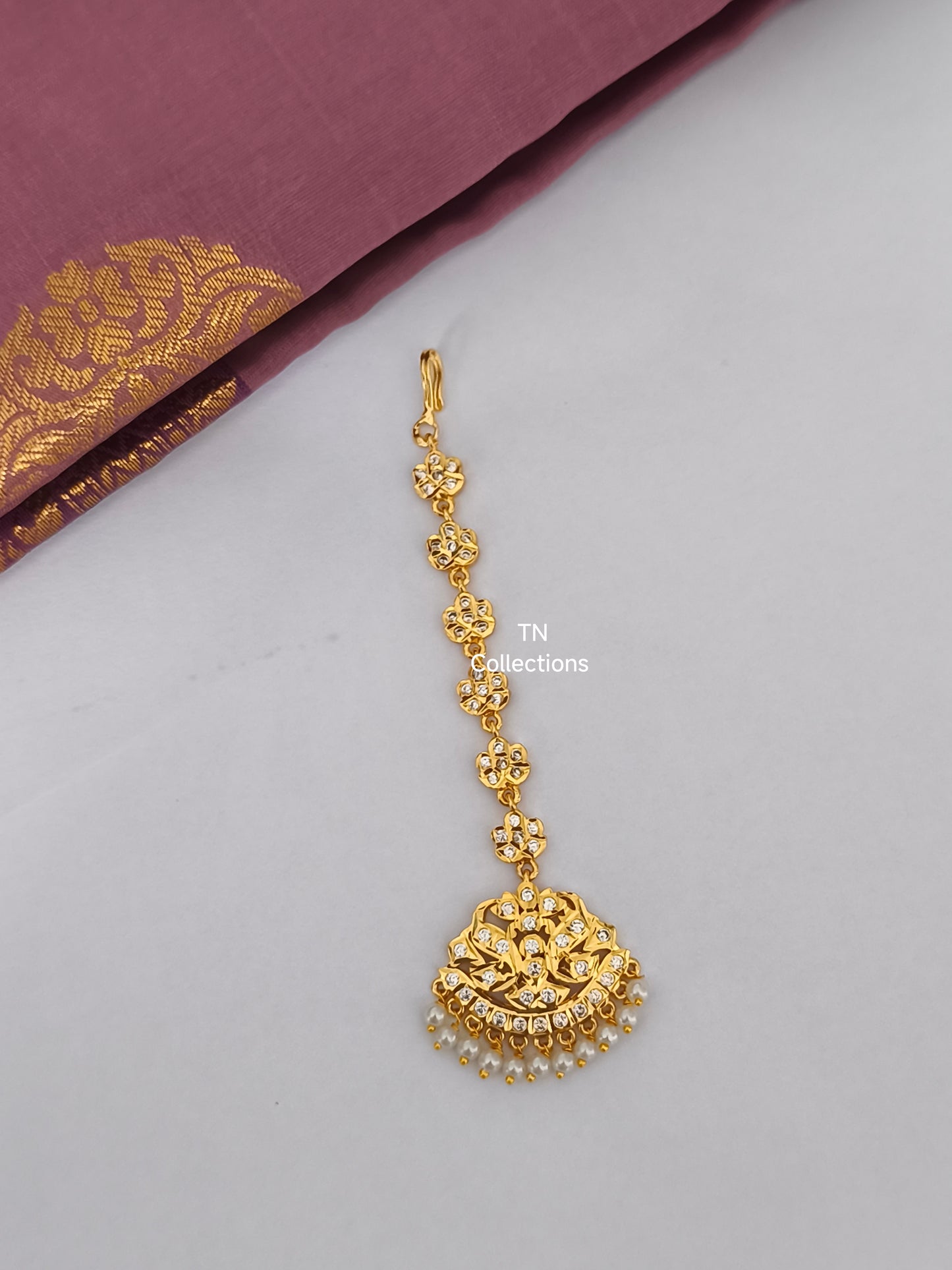 Micro gold plated Tikka (Full White stones)