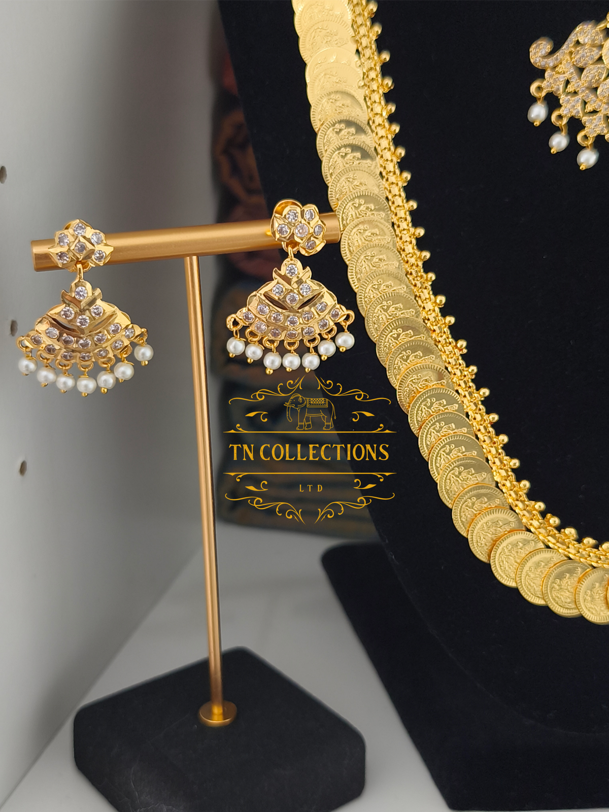 Micro Gold Finish Semi Bridal Set (Full white stones)
