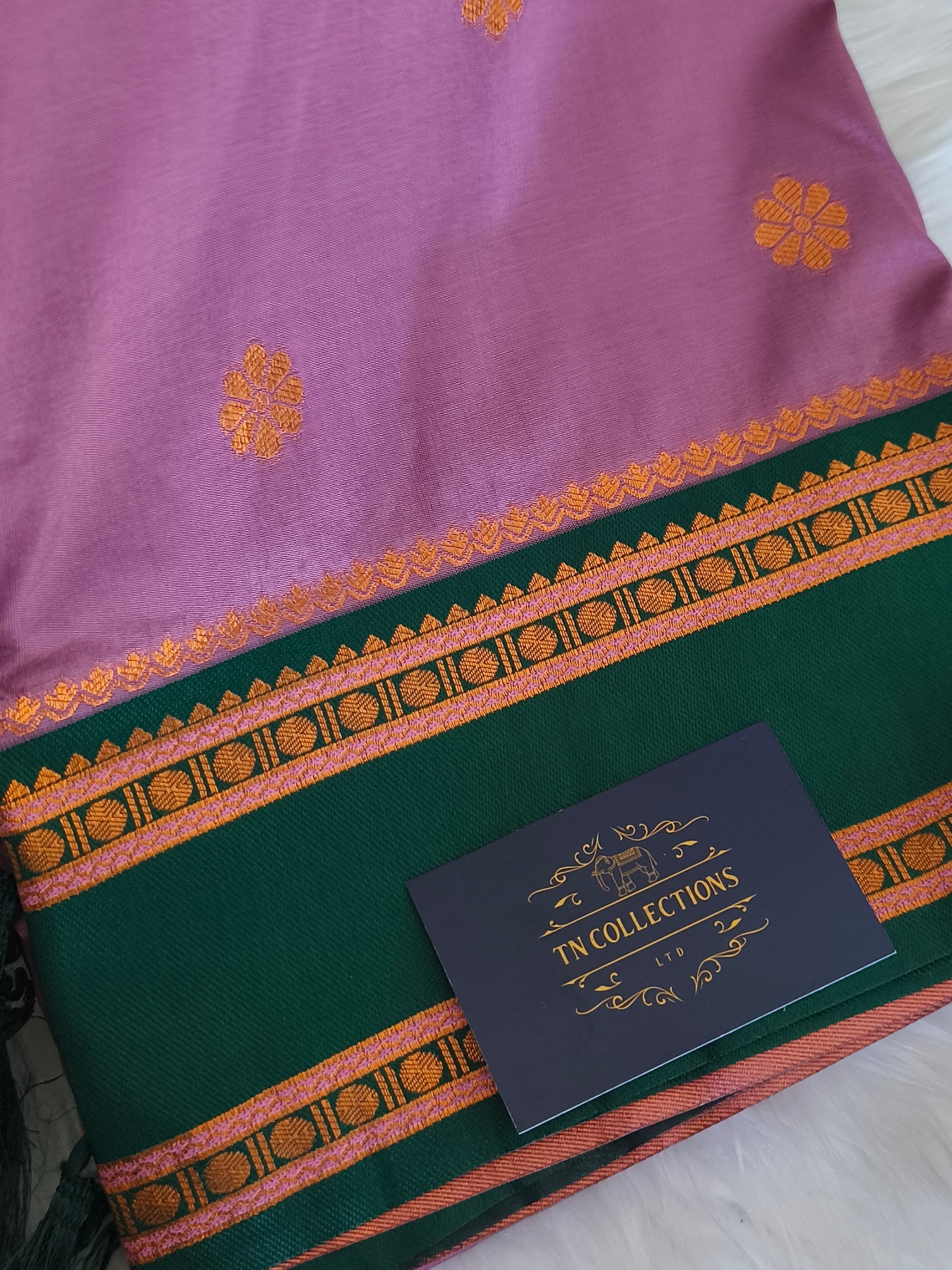 Banaras Semi Soft Silk Saree with contrast blouse and rich pallu