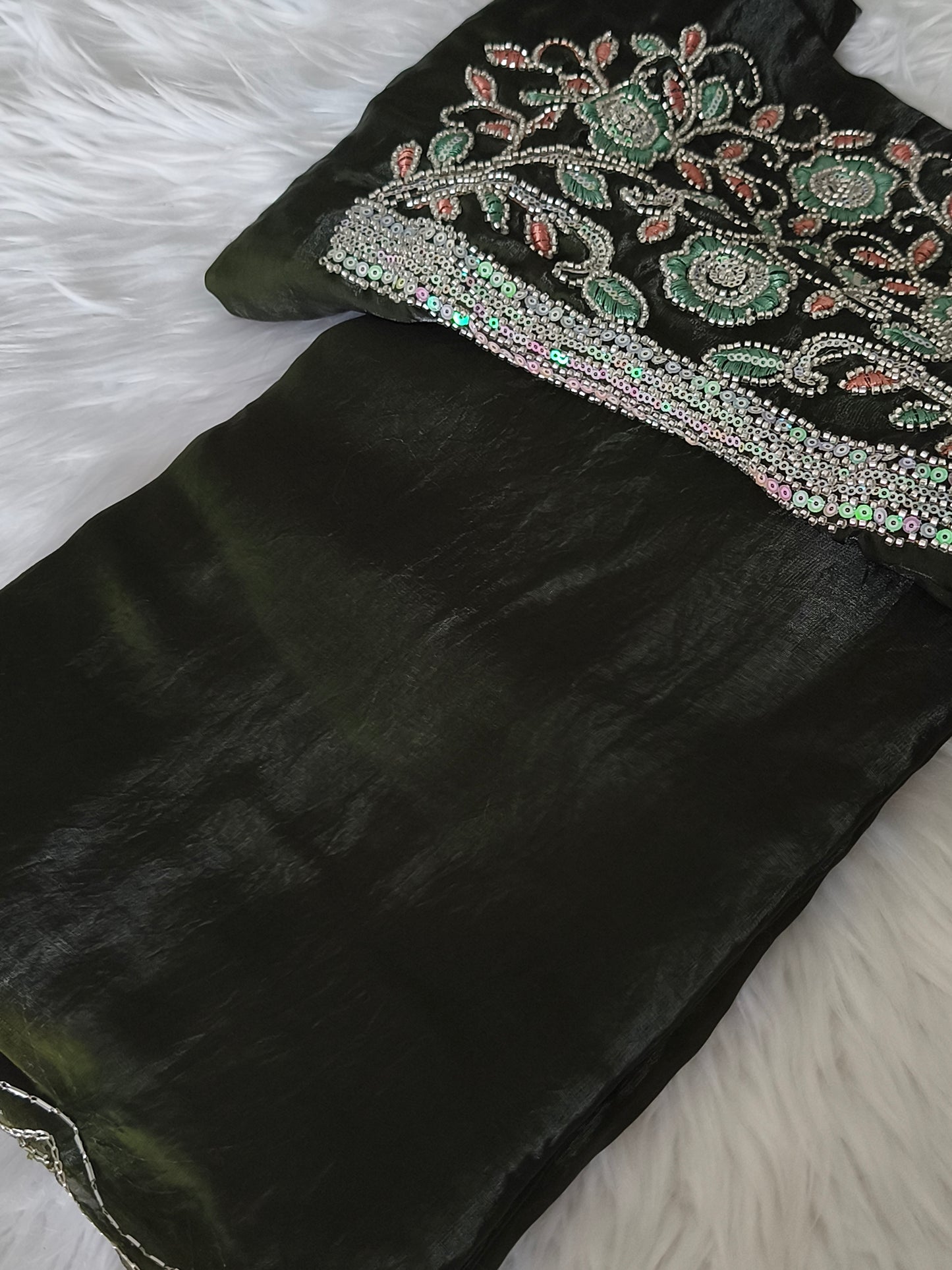 Soft and Silky Space Silk party saree with Designer blouse