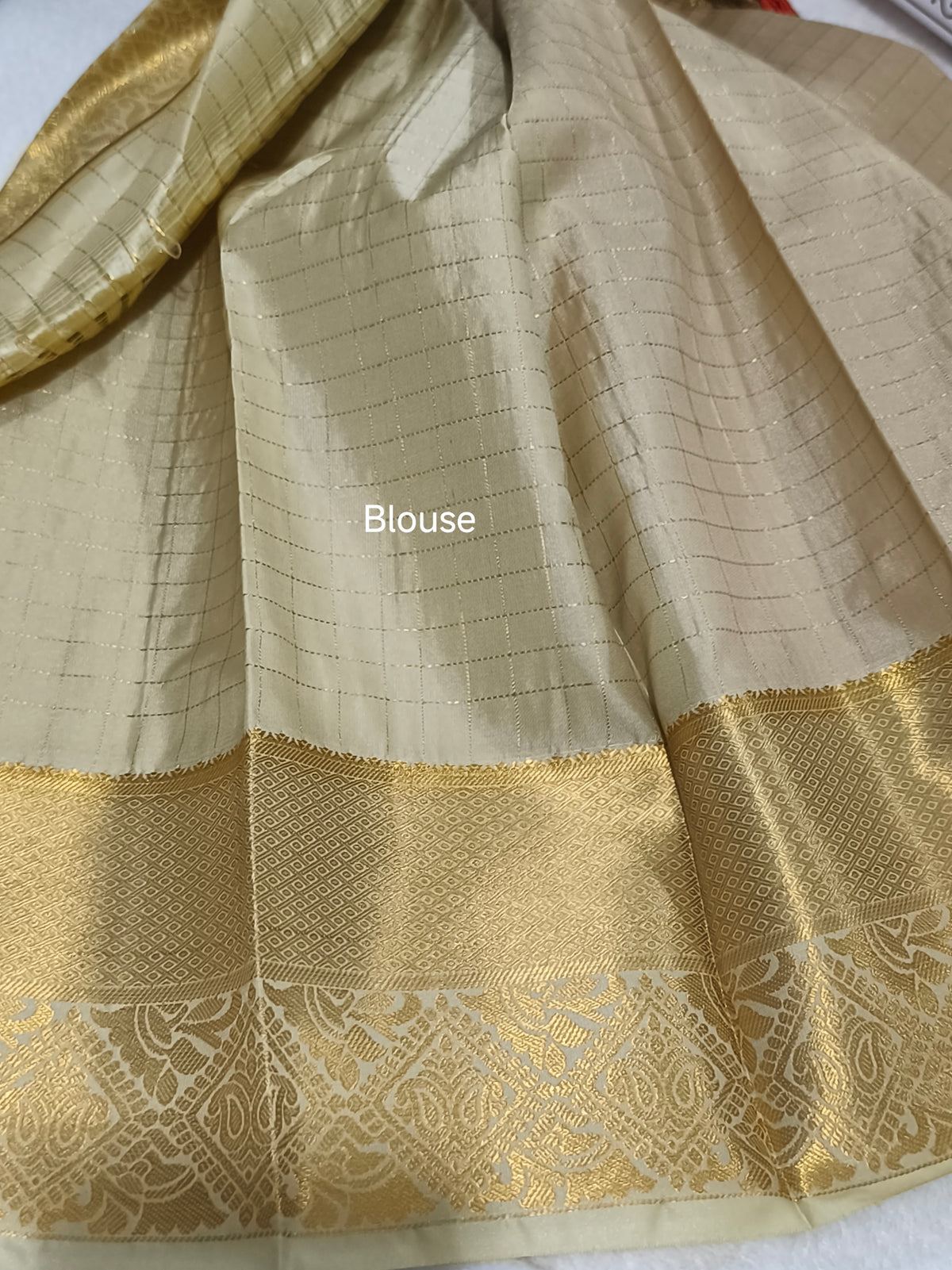 Premium kanchi Checked Semi Silk Saree