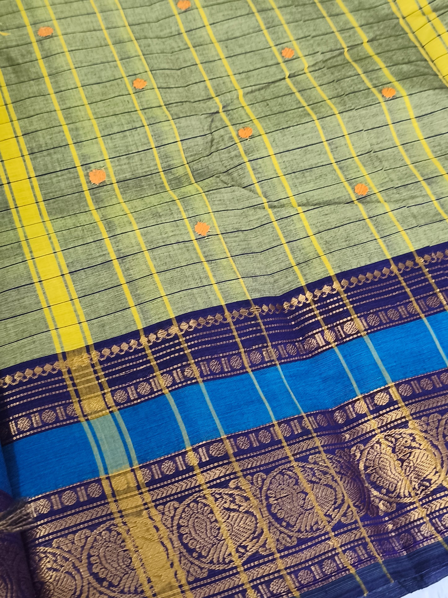 Pure handloom checked design kanchi cotton saree