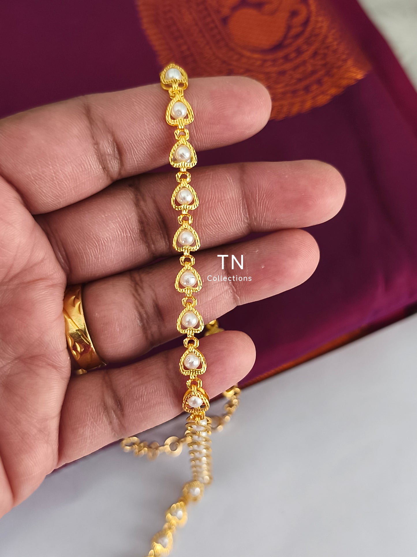 Micro gold plated Shell pearl hip chain