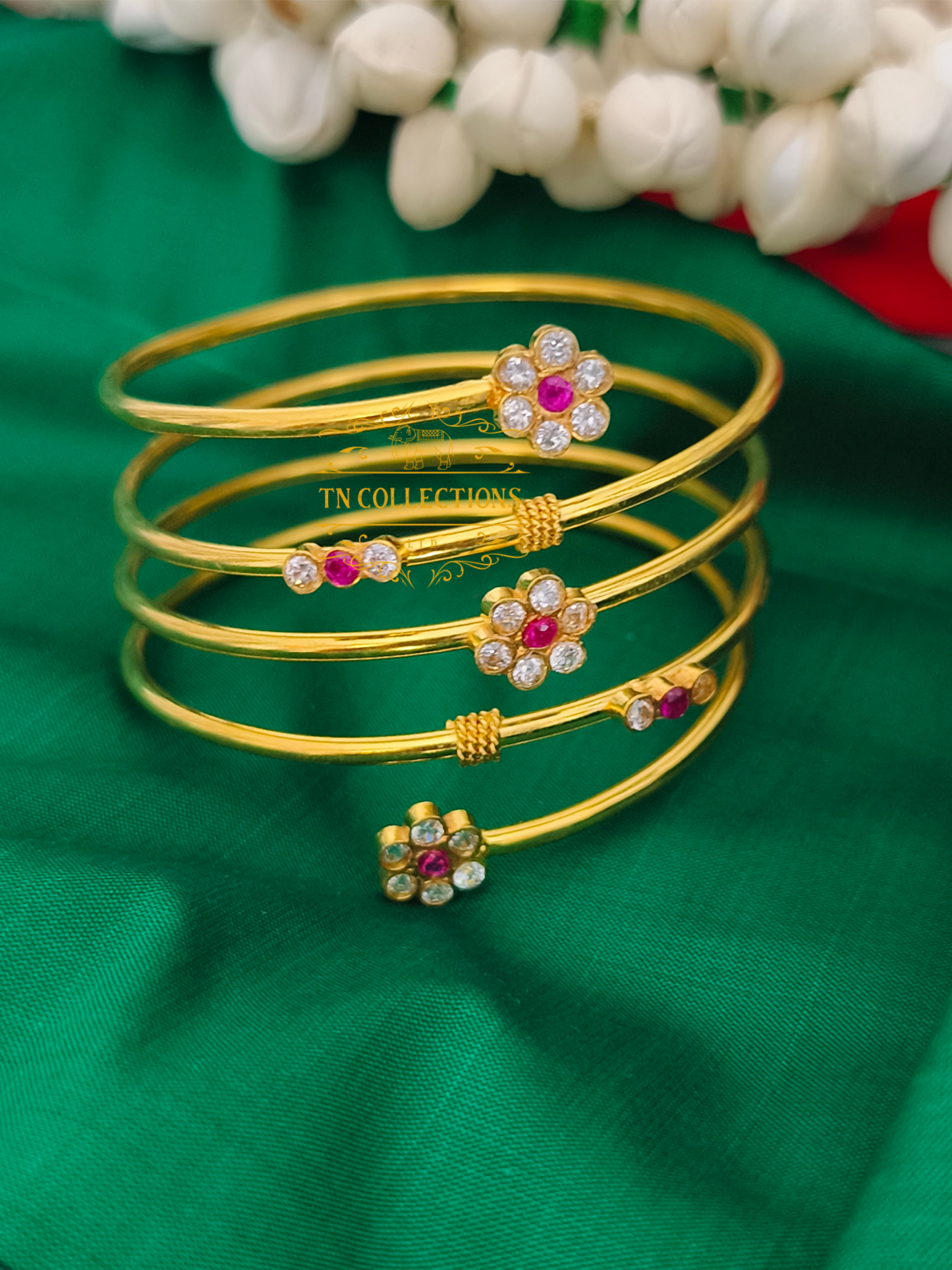 22ct Gold plated Traditional Bangle (Floral Design)
