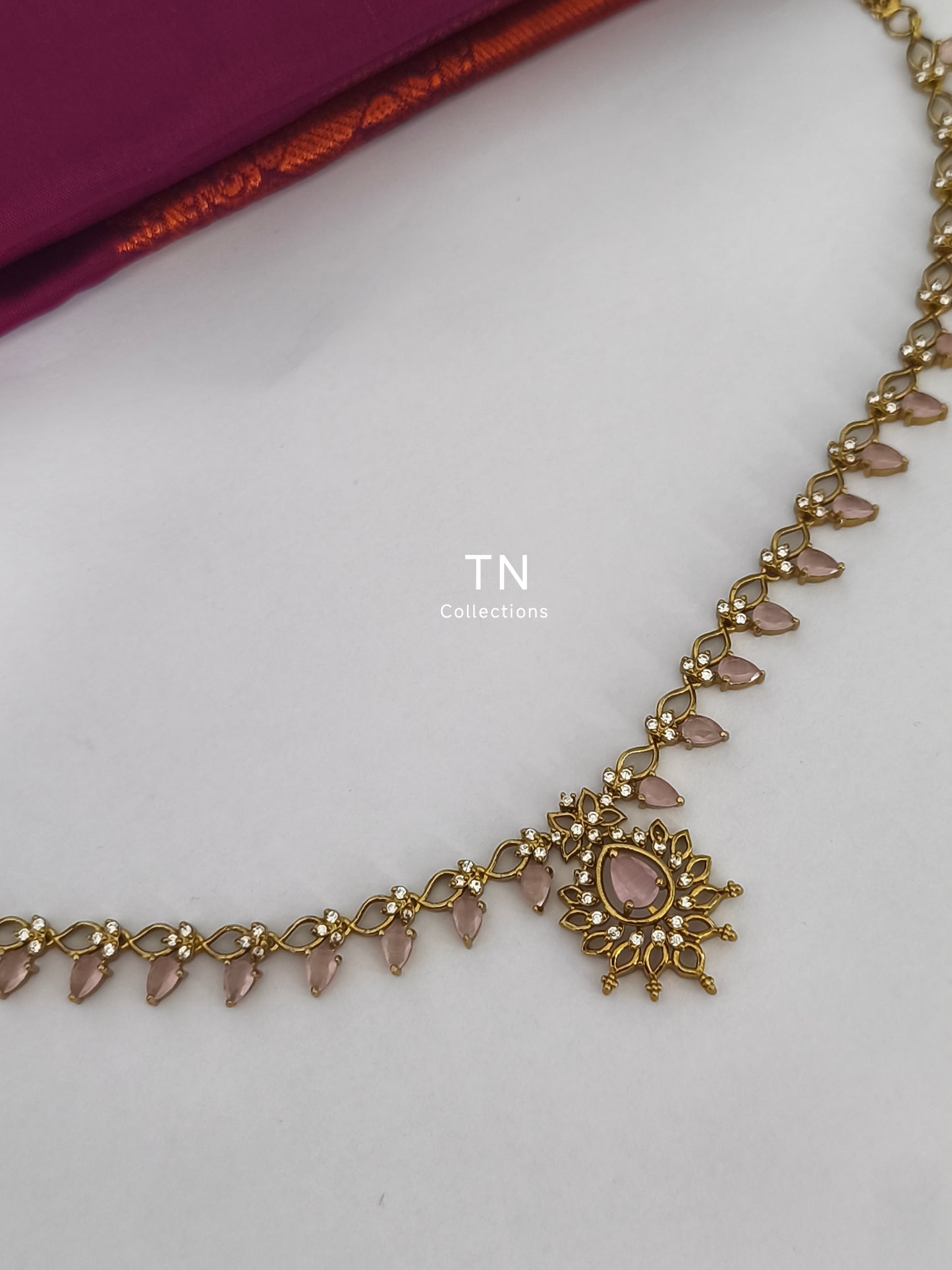 Antique Matte Finish Hip Chain (Dusky Pink)