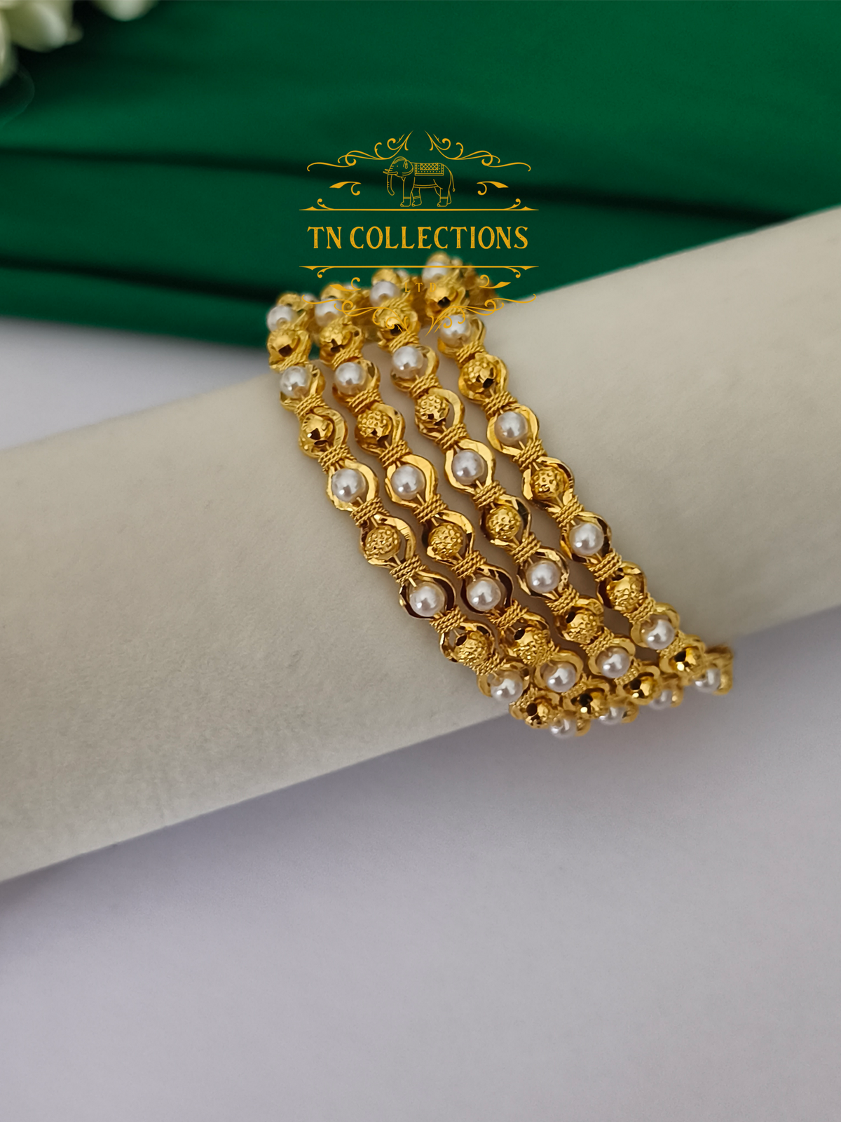 One gram gold forming Pearl Bangles  Set