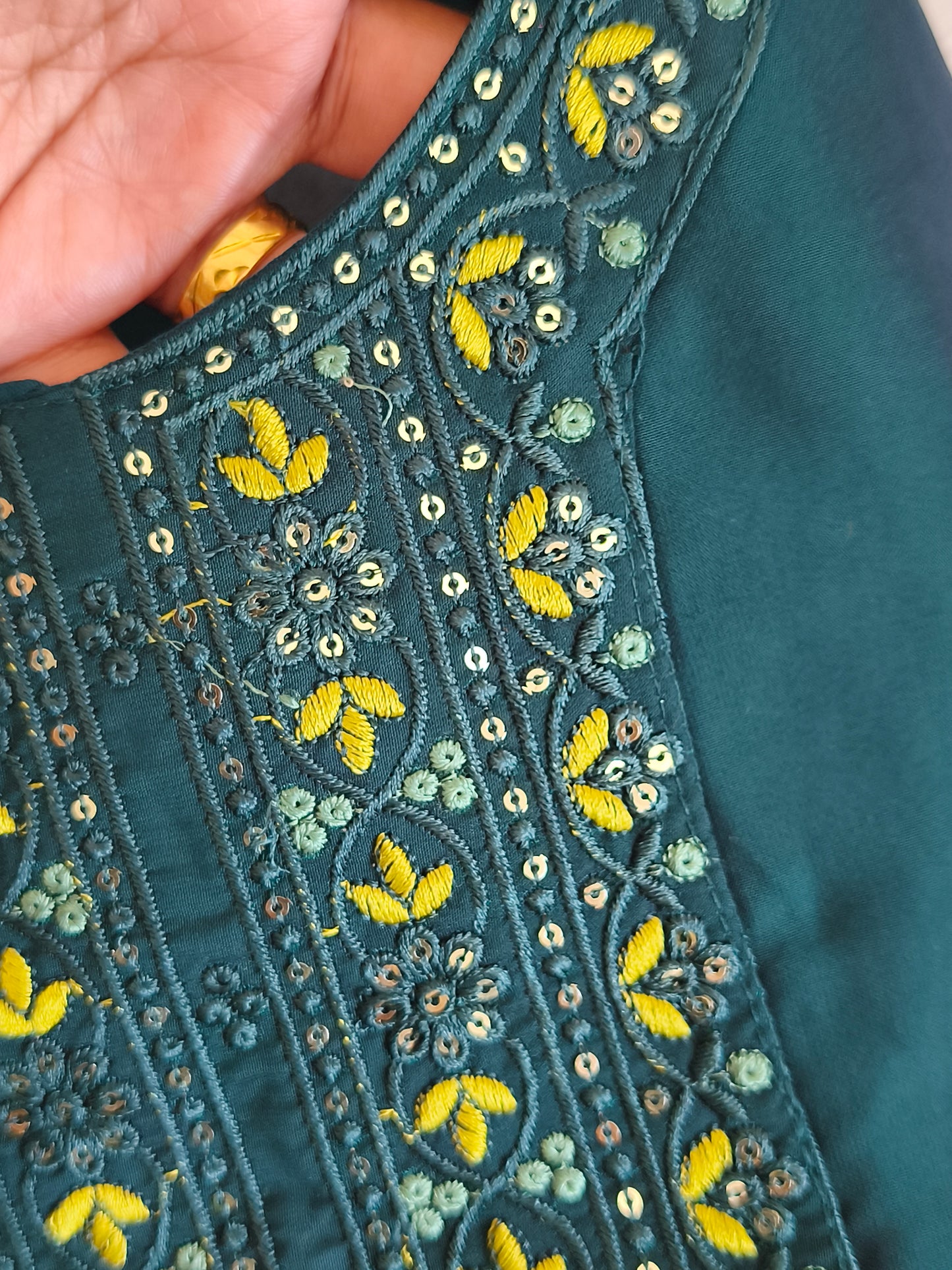 Stylish 3 Piece Embroidered Side Open Shalwar Suit with Floral Dupatta- (L/XL)