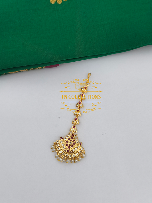 Micro Gold-Plated Tikka (Ruby & white stones)