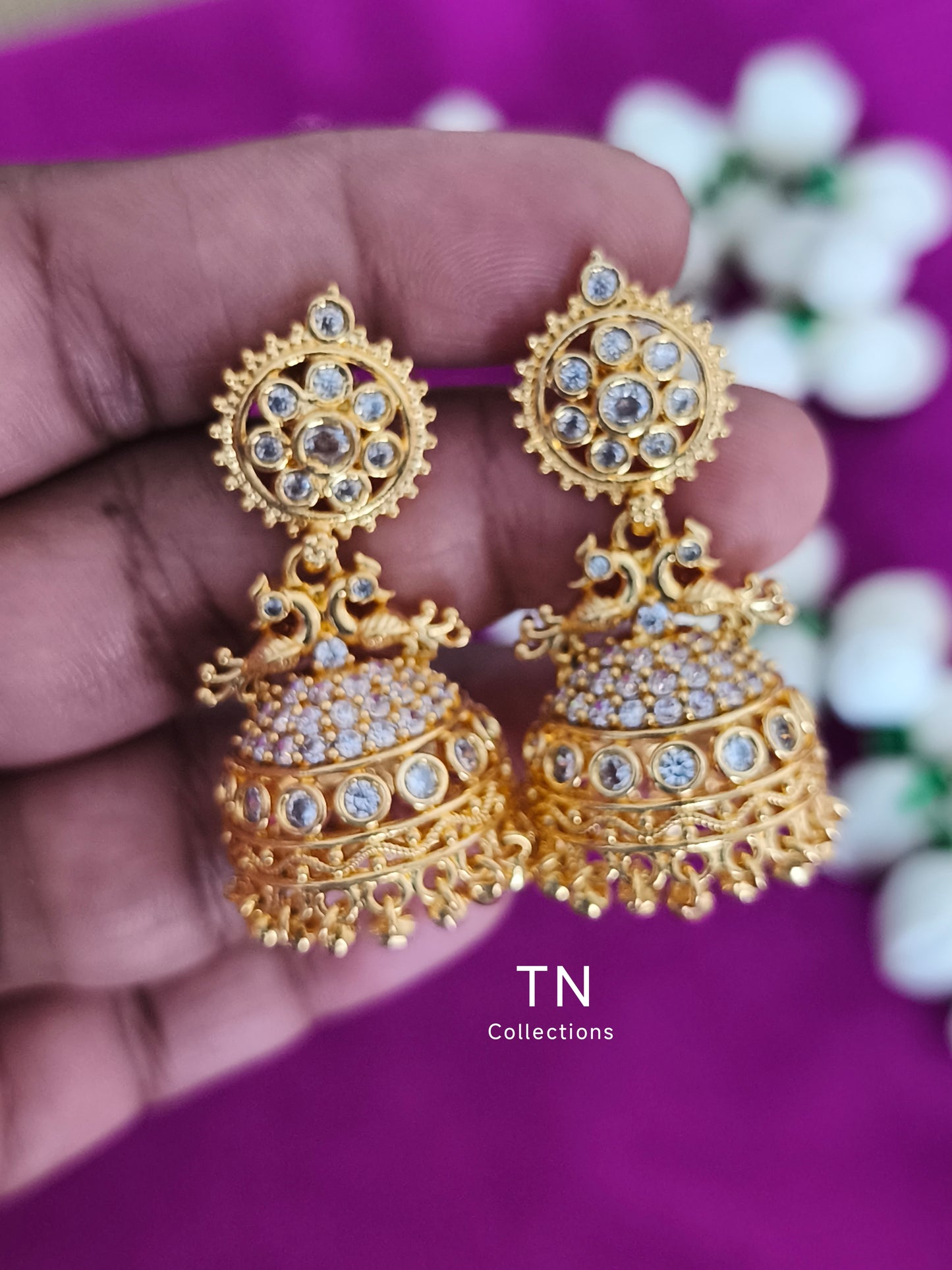 Gold Finish Jhumka Earrings